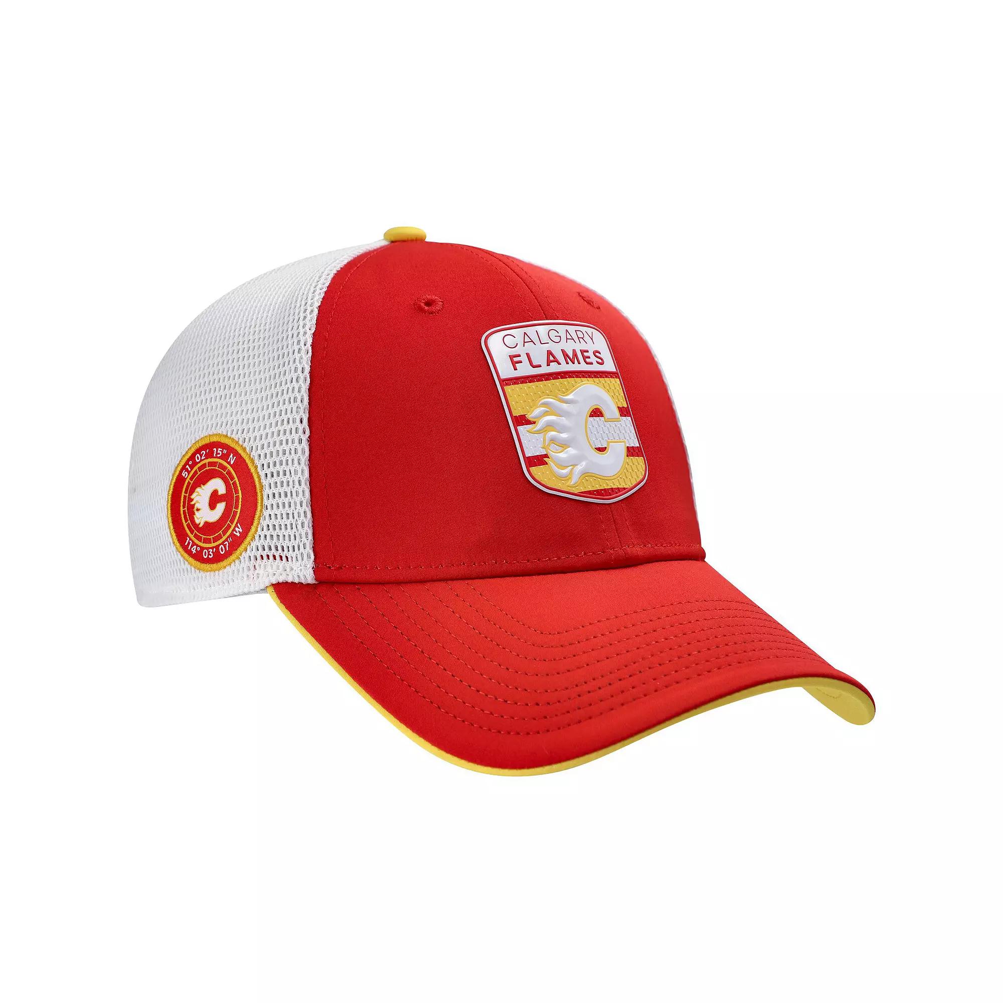 Men's Fanatics Red/White Calgary Flames Authentic Pro Draft Podium Trucker Adjustable Hat, Flm Red Product Image