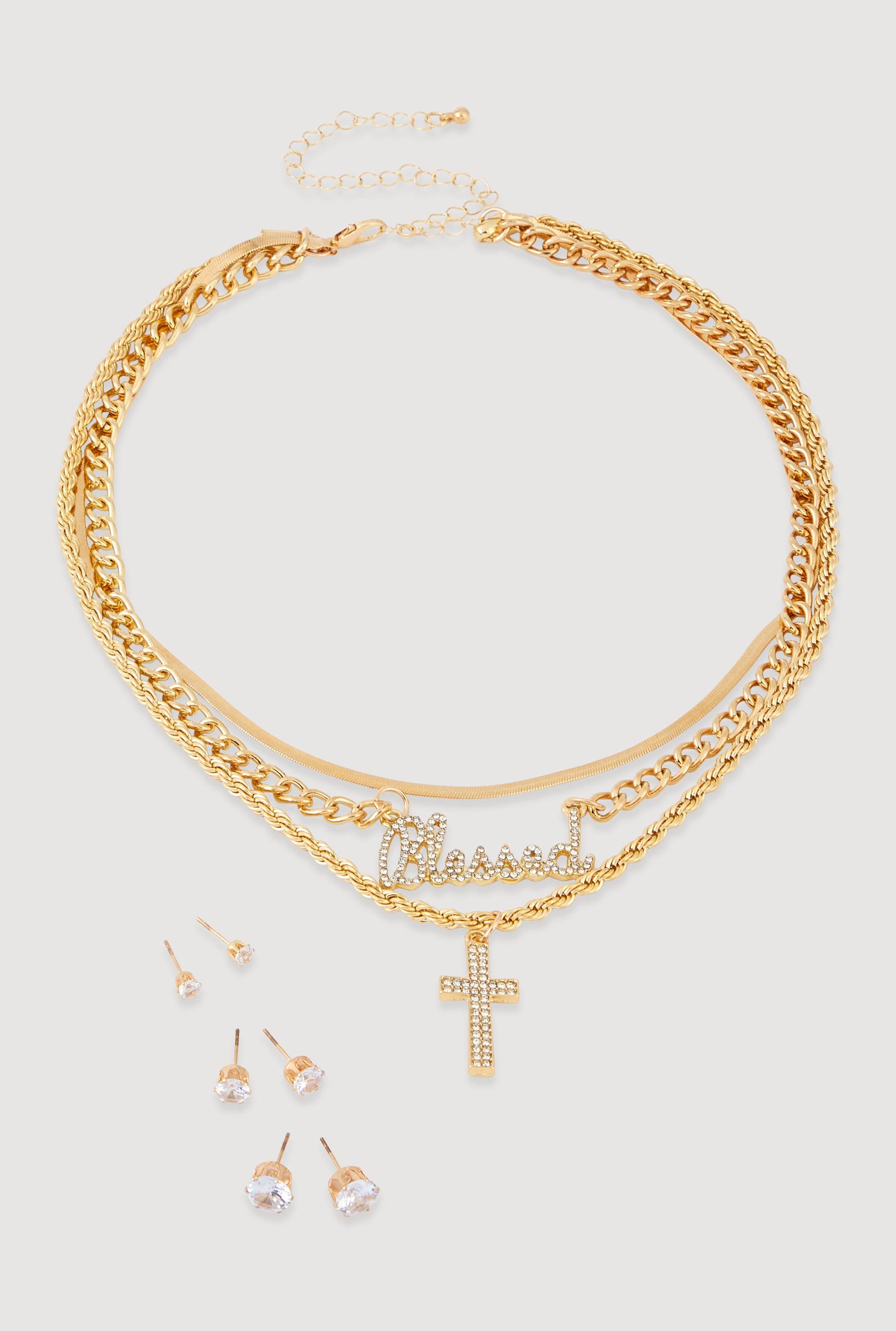 Heart Toggle Necklace and Bracelet with Hoop Earring Trio Unisex Product Image