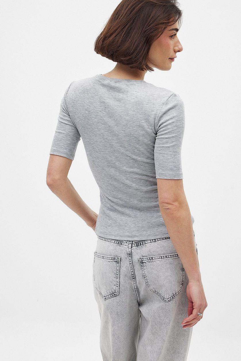 Round Neck Ribbed Top Product Image