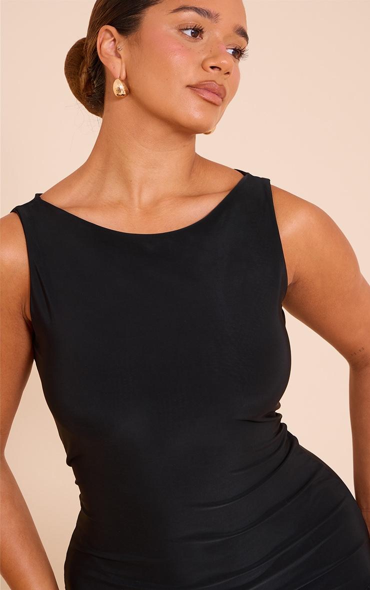 Shape Black Slinky Frill Detail Sleeveless Mini Dress Product Image
