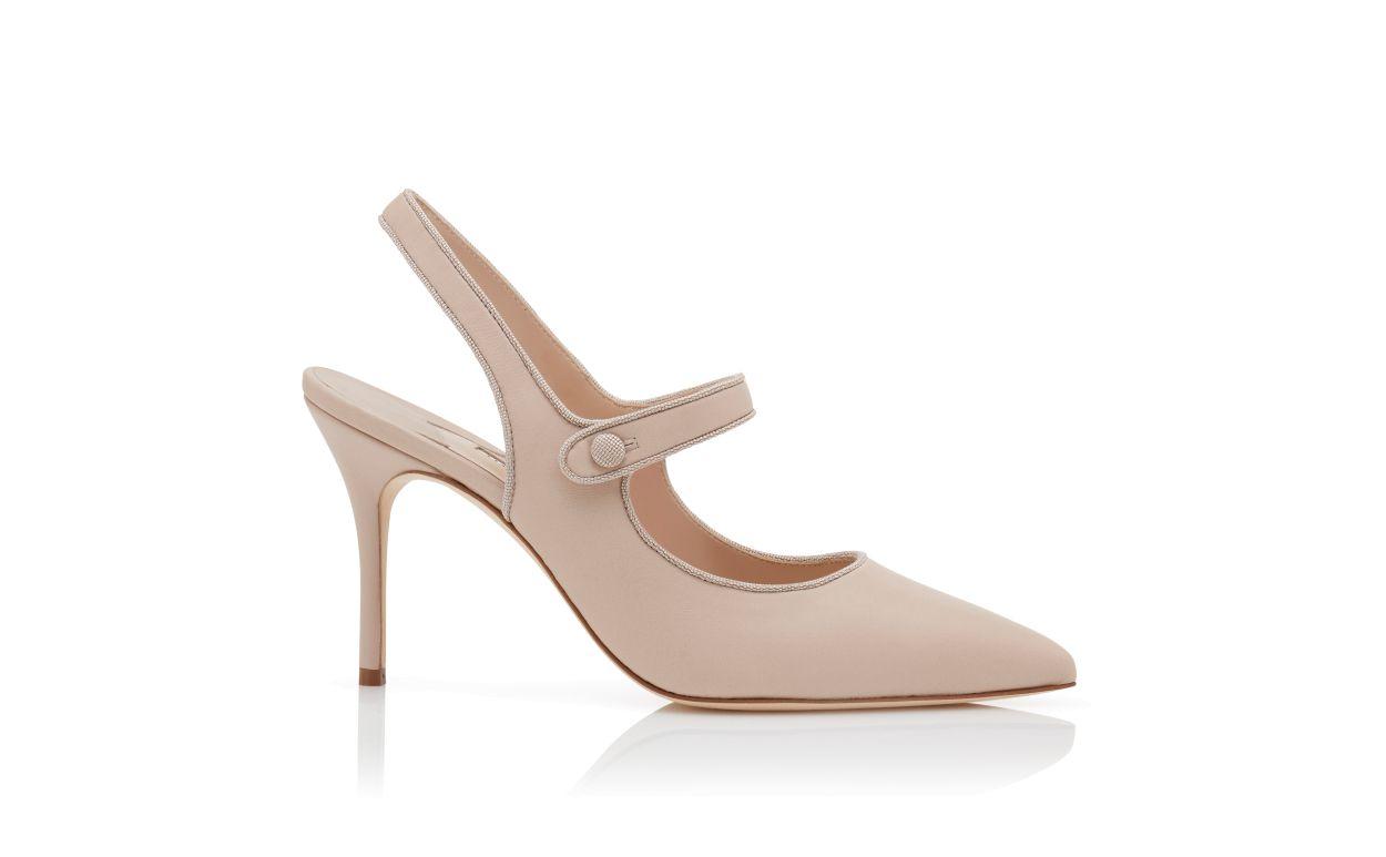 CAMPARISLI Beige Nappa Leather Pointed Toe Slingback Pumps Product Image