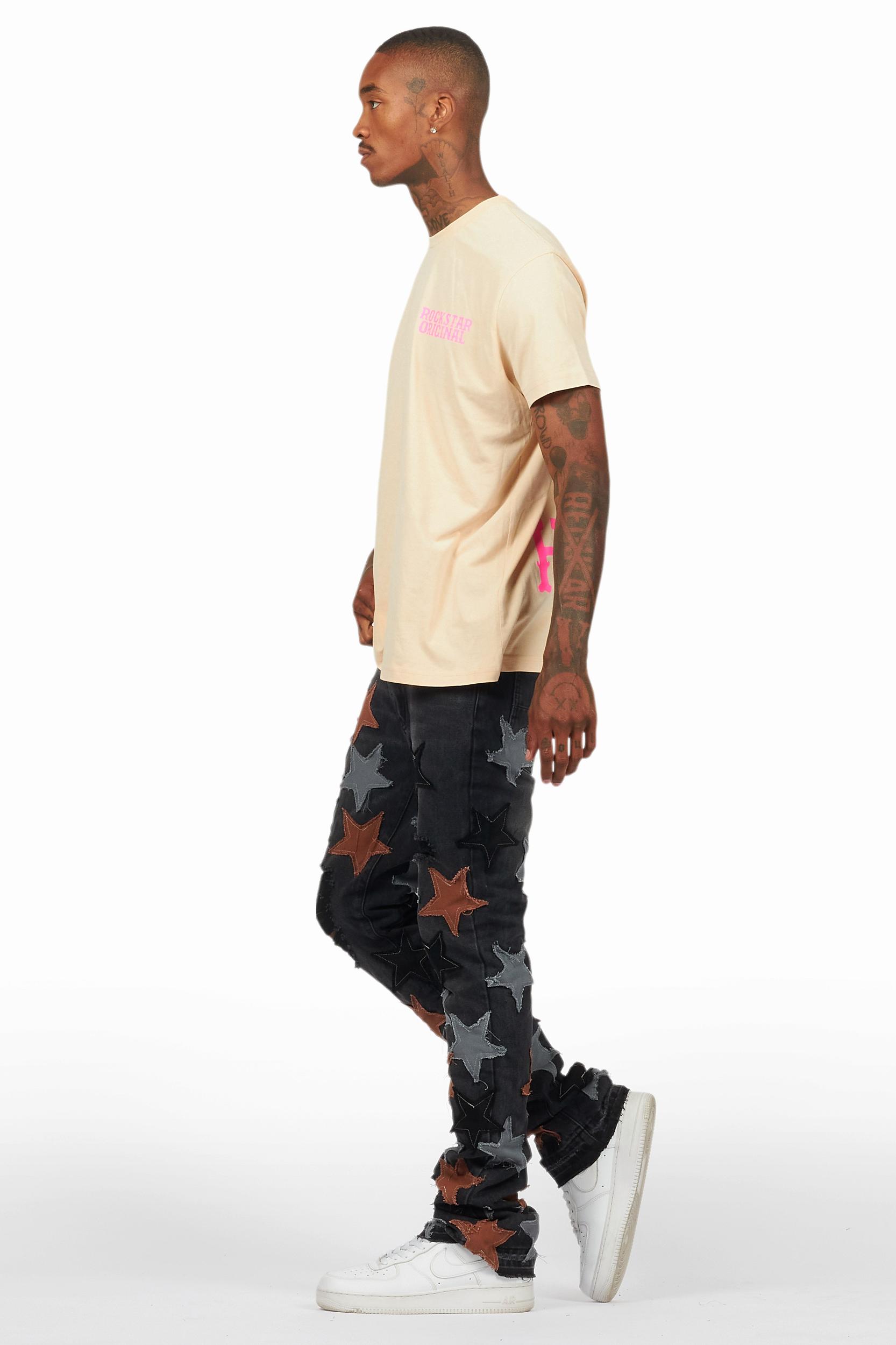 StarLane Dark Grey Stacked Flare Jean Male Product Image