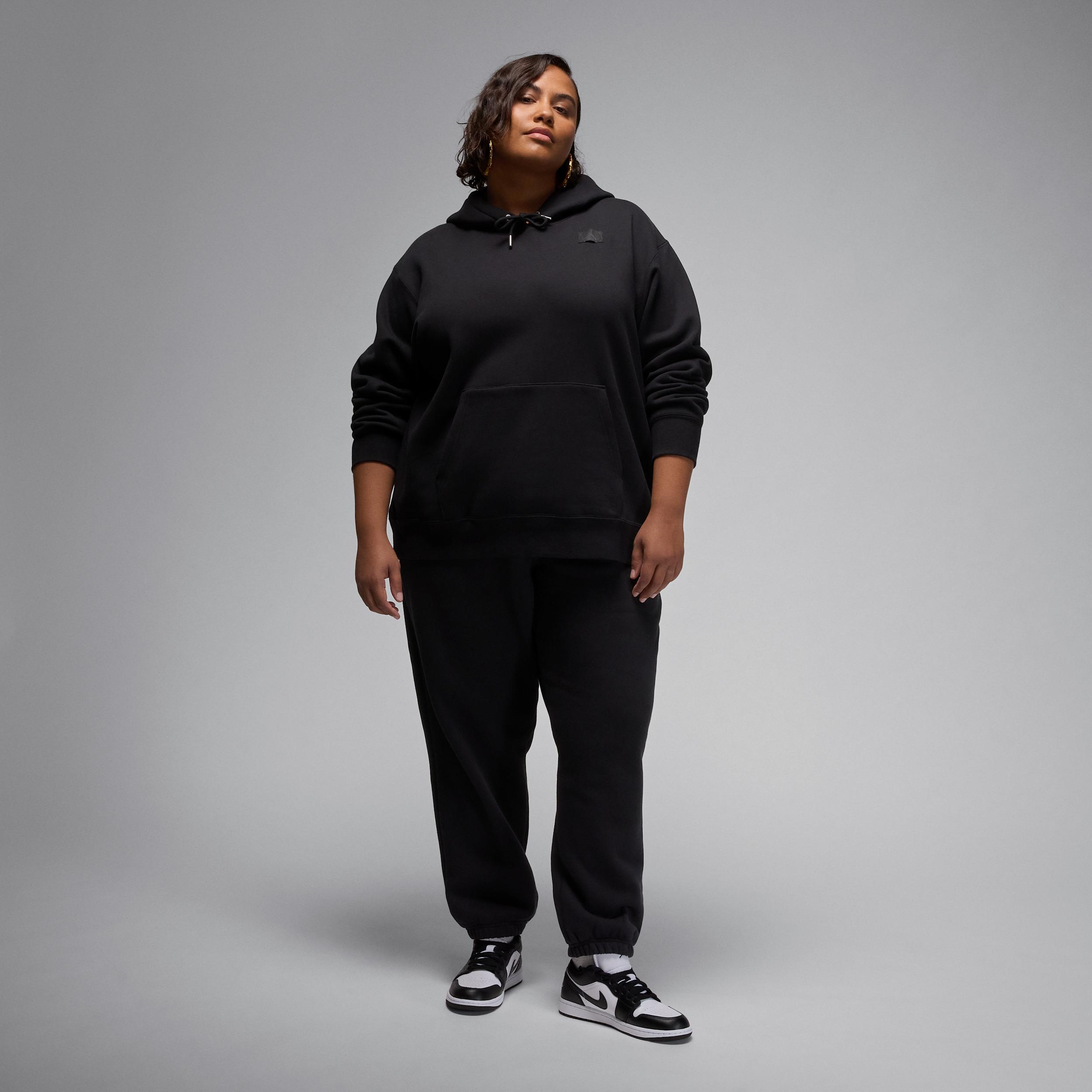 Womens Jordan Flight Fleece Satin-Lined Pullover Hoodie (Plus Size) | FV7052-010 Product Image