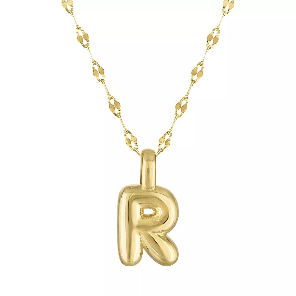 Junior Jewels 14k Gold Over Silver Bubble Initial Pendant Necklace, Women's, Size: 15.5", Gold Tone R Product Image