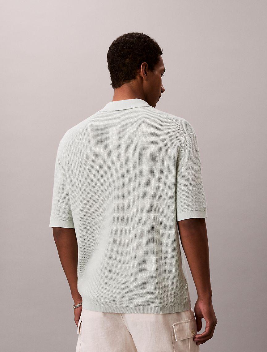Waffle Cotton Polo Sweater Product Image