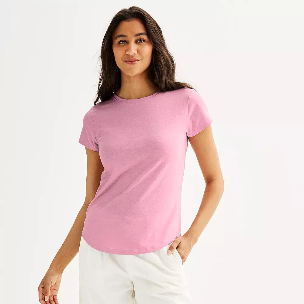 Women's Sonoma Goods For Life® Short-Sleeve Crew Tee, Size: Medium, Pleasant Pink Product Image