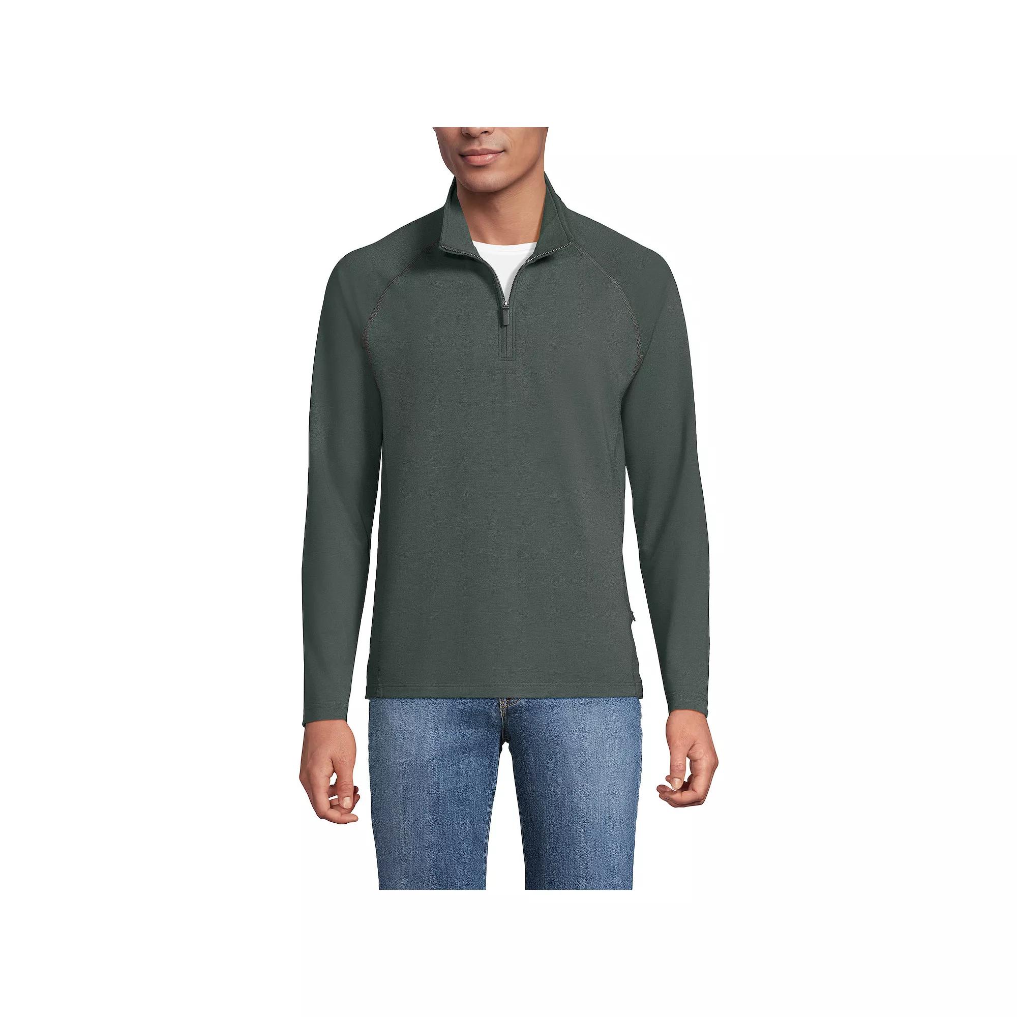 Men's Lands' End Long Sleeve Raglan French Terry Quarter Zip Sweatshirt,  Product Image