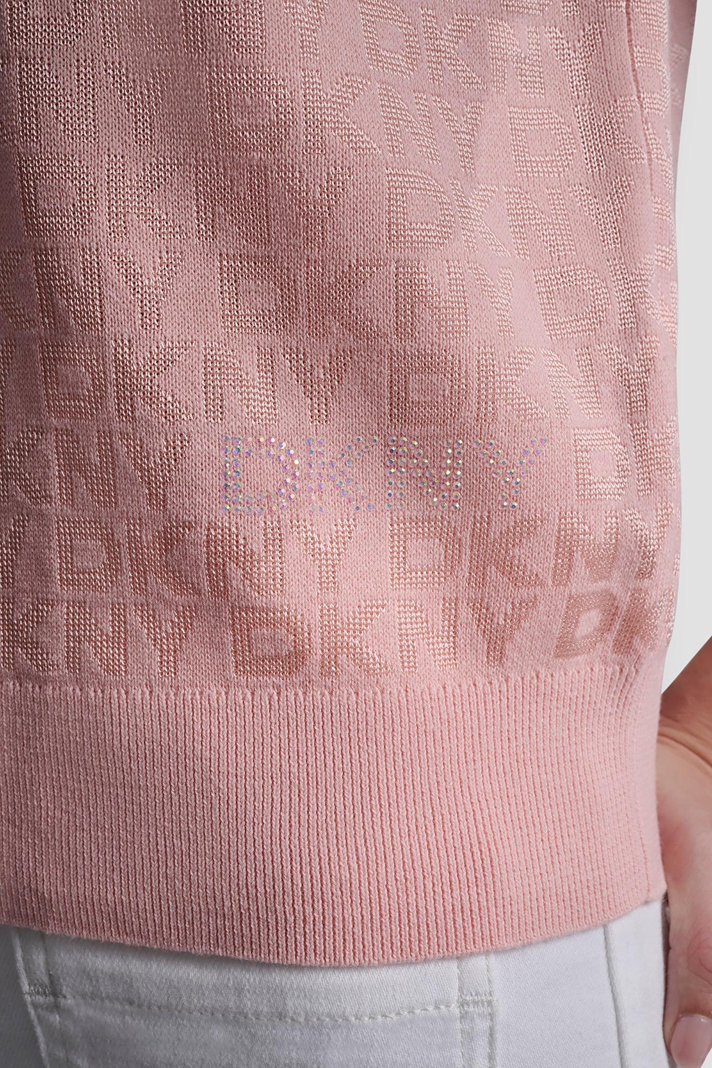 POLO COLLAR SWEATER WITH RHINESTONE LOGO Product Image