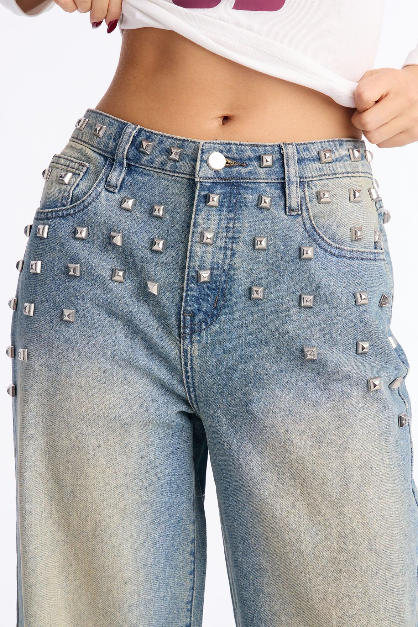 The Front Runner Studded Tinted Jeans - Vintage Wash Female Product Image