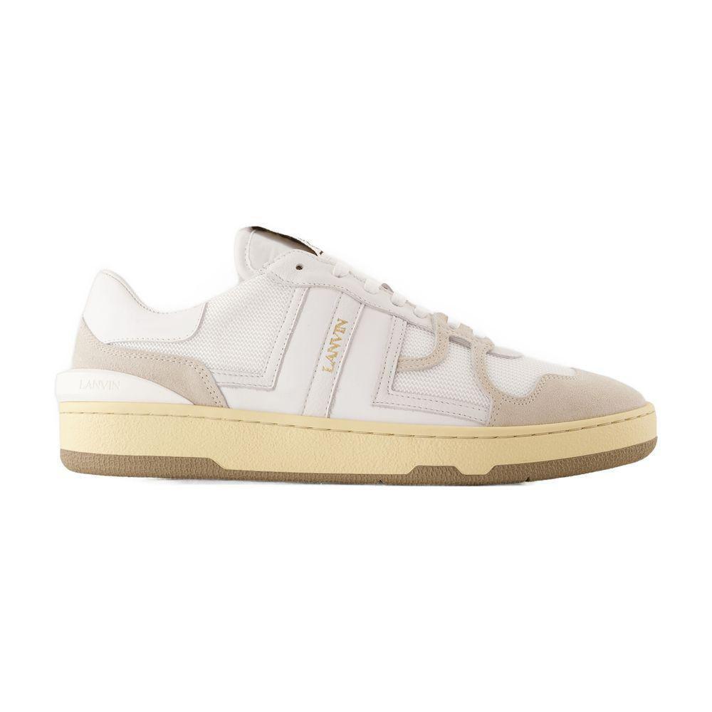 LANVIN Mesh And Leather Clay Sneakers With In White Product Image