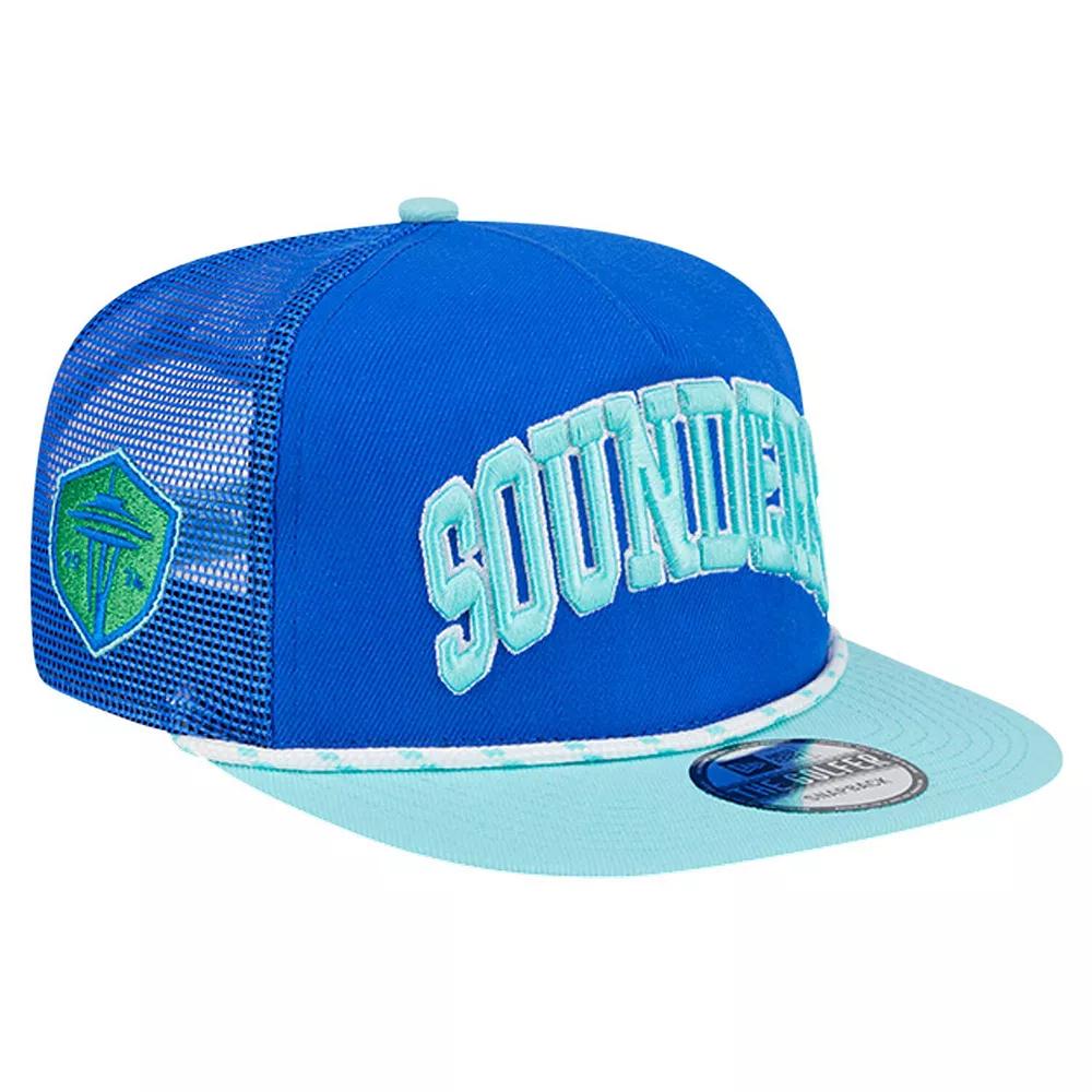 Men's New Era Blue Seattle Sounders FC Throwback Golfer Snapback Hat Product Image