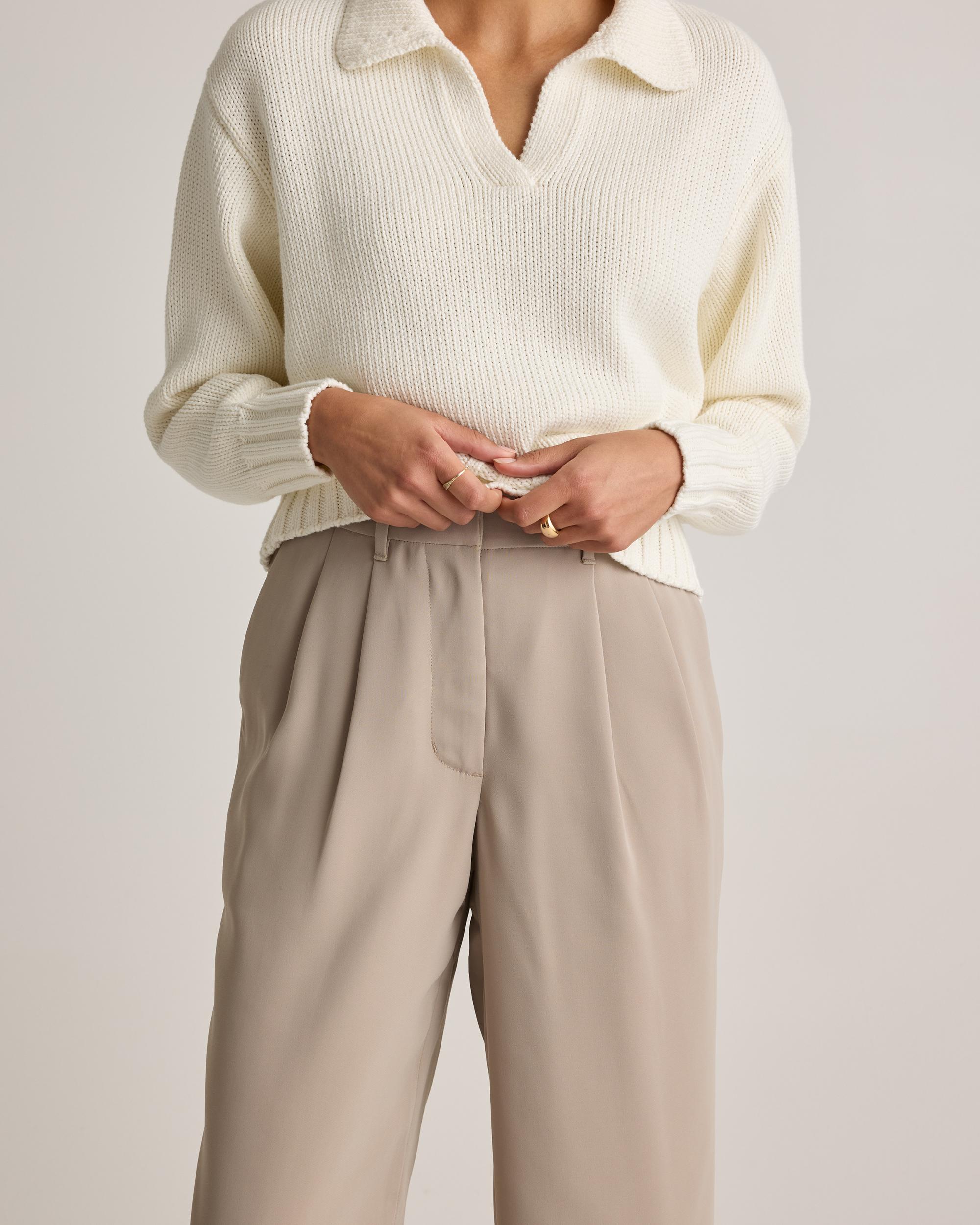 Quince | Women's Stretch Crepe Pleated Wide Leg Pants Recycled Polyester Product Image