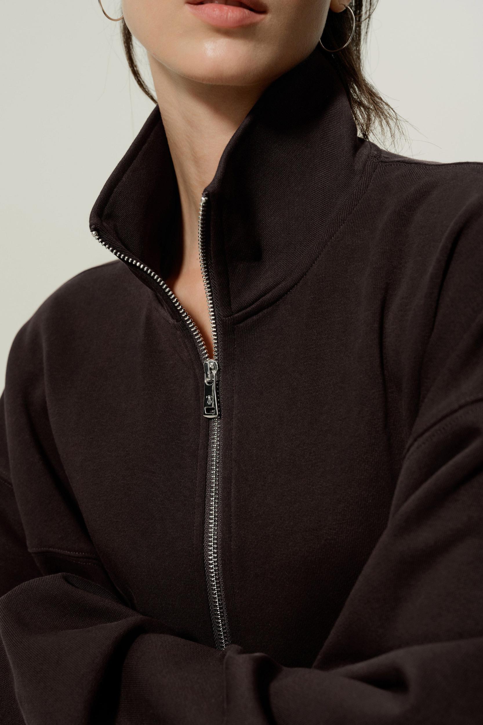 LILYSILK Women's SILKERRY Silk Blend Oversized Two-Way Zip Jacket Navy XL Product Image