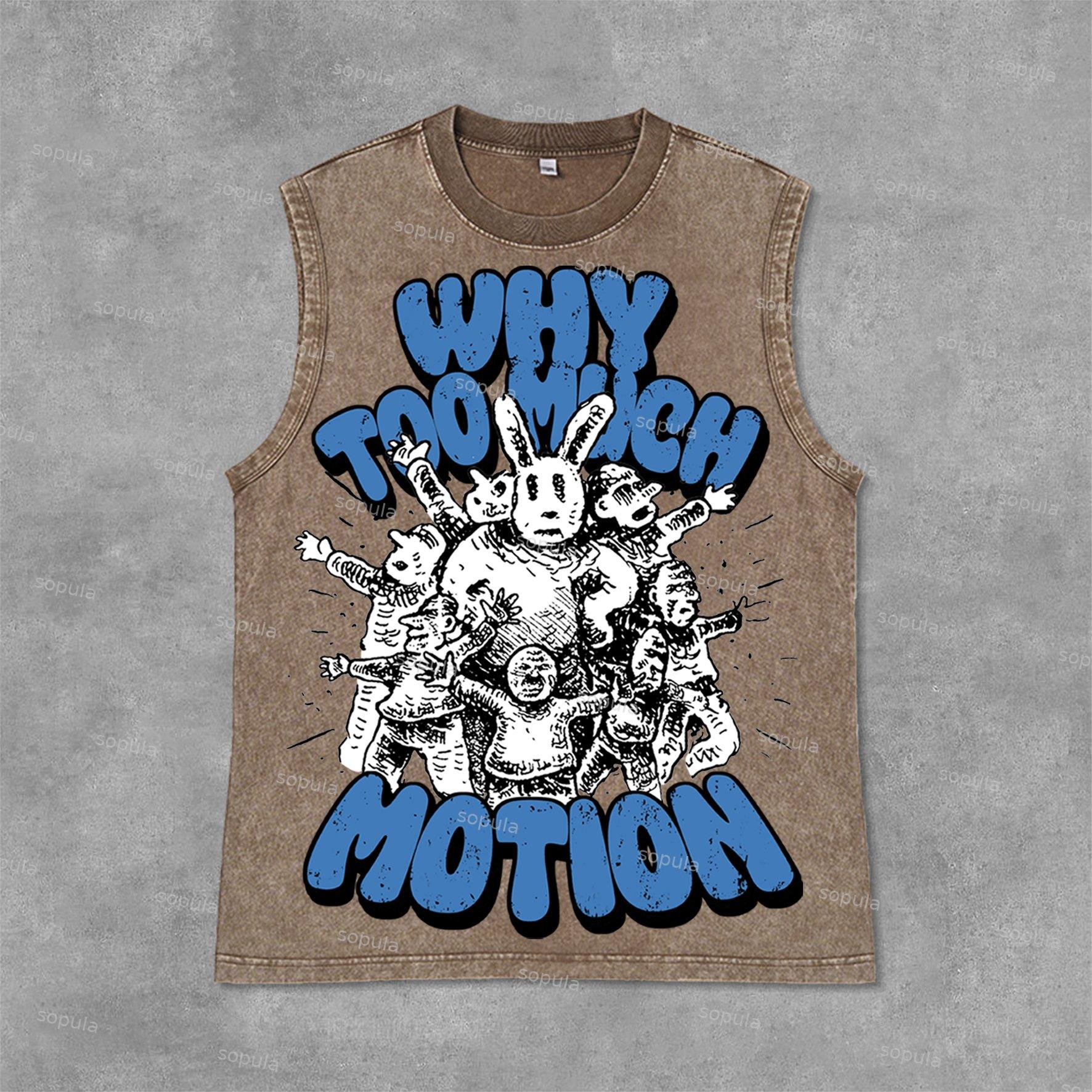 Vintage Why Too Much Motion Graphic Print Acid Washed Sleeveless Tank Top Product Image