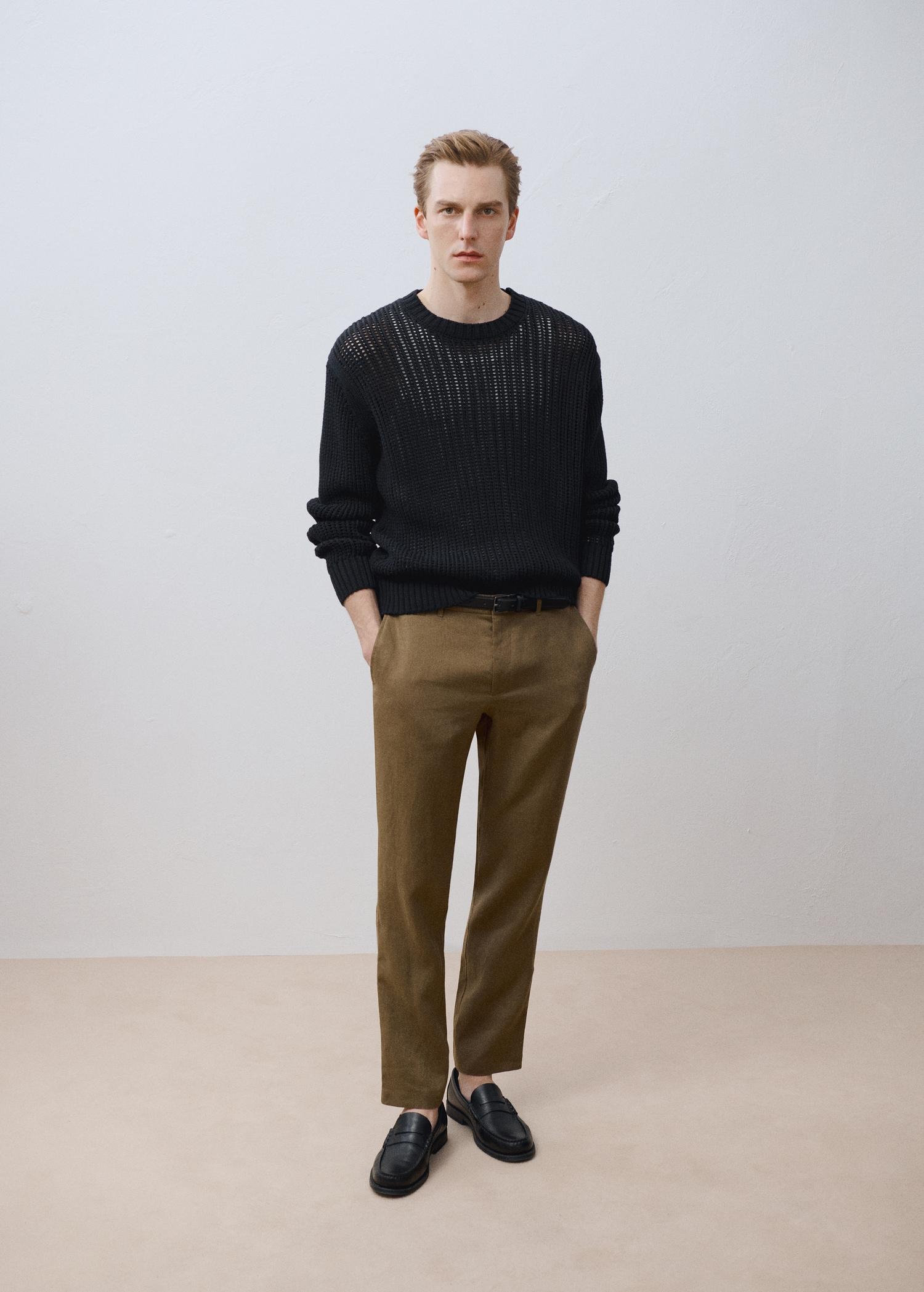Slim-fit 100% linen pants - Men | MANGO USA Product Image