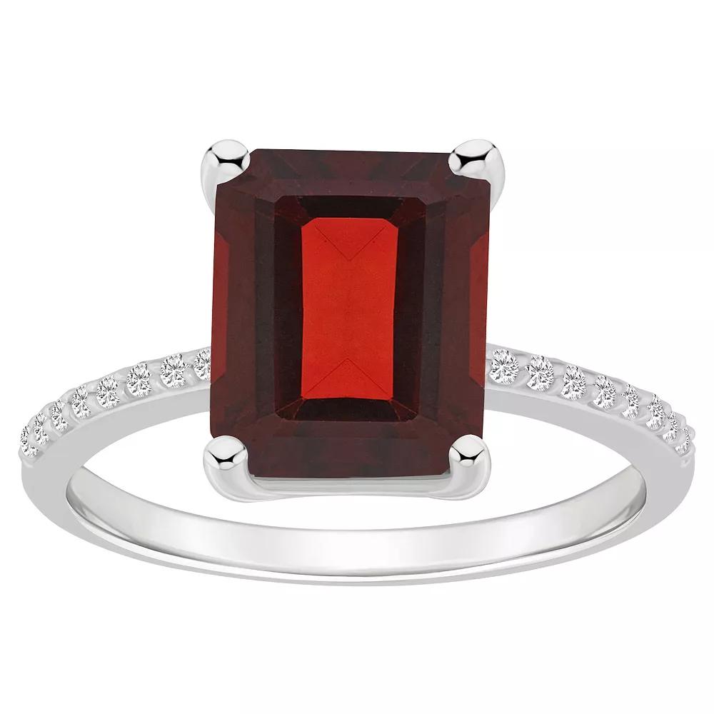 Alyson Layne 14k White Gold Emerald Cut Gemstone 1/10 Carat T.W. Diamond Ring, Womens Red Product Image