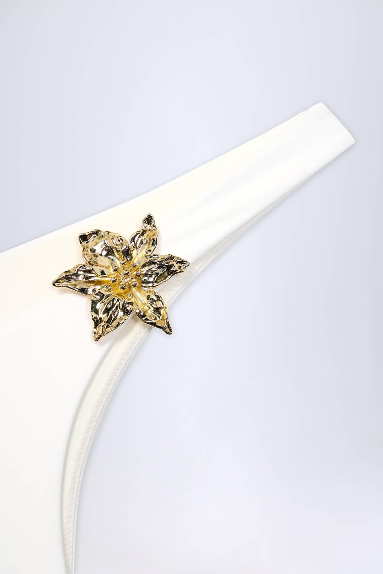 Hardware-Detail Cheeky Bikini Bottoms in White Product Image