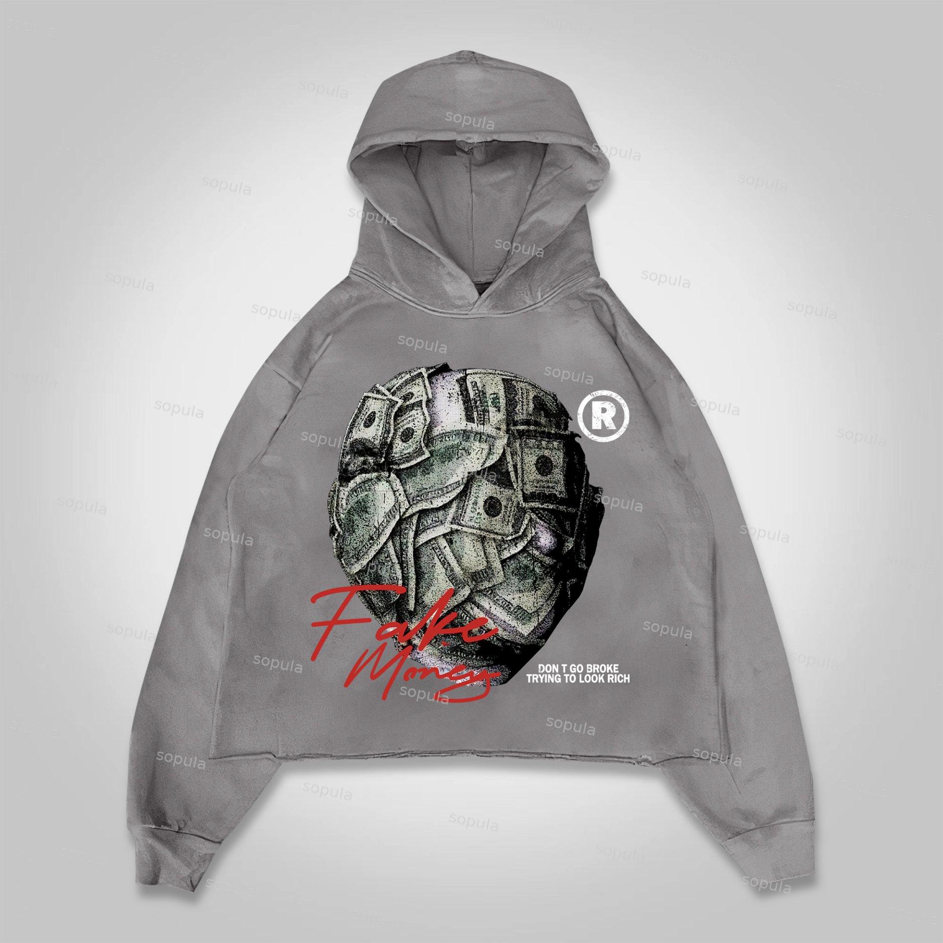 Sopula Don't Go Broke Trying To Look Rich Graphics Pocket Hoodie Product Image