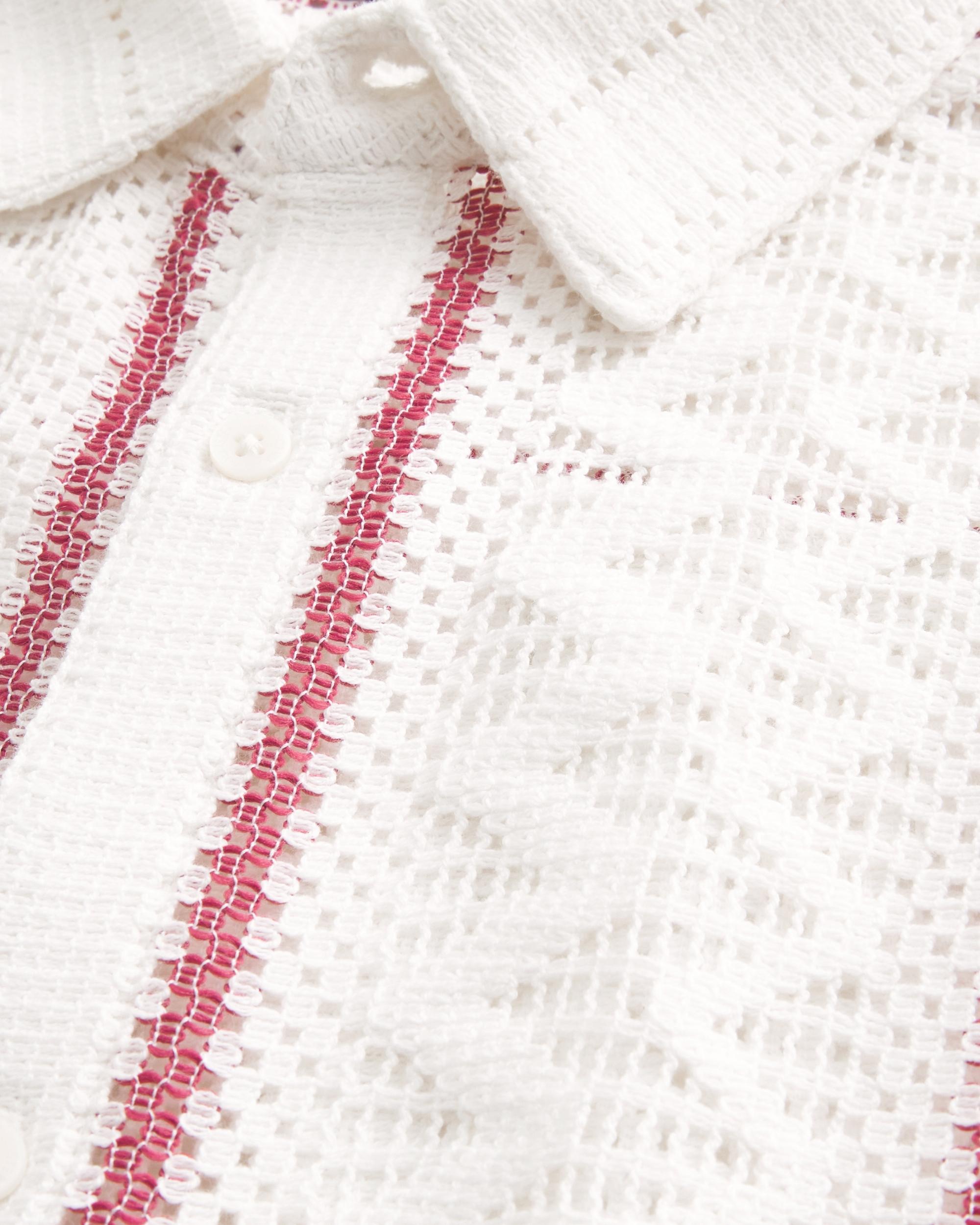 Boxy Short-Sleeve Crochet-Style Shirt Product Image