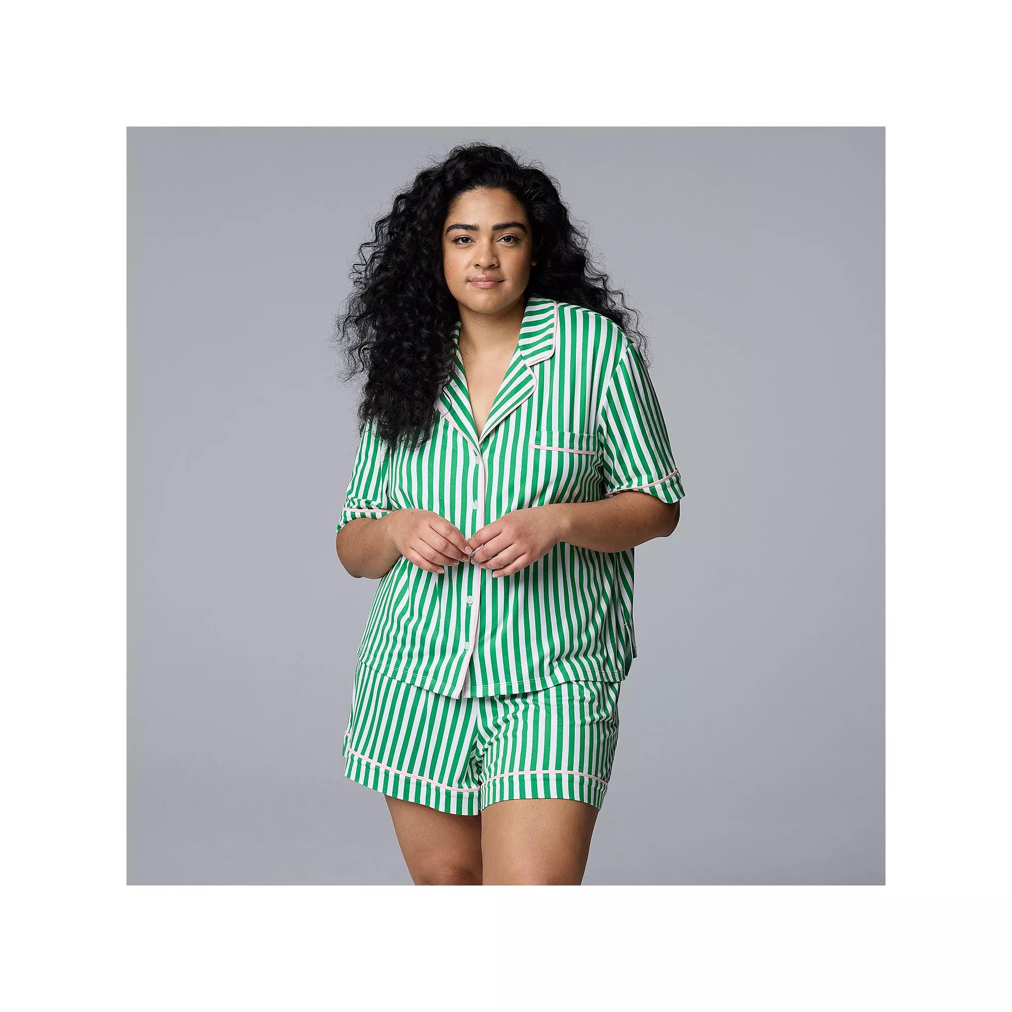 Plus Size Simply Vera Vera Wang 2-Piece Top & Boxer Sleep Set, Womens Product Image