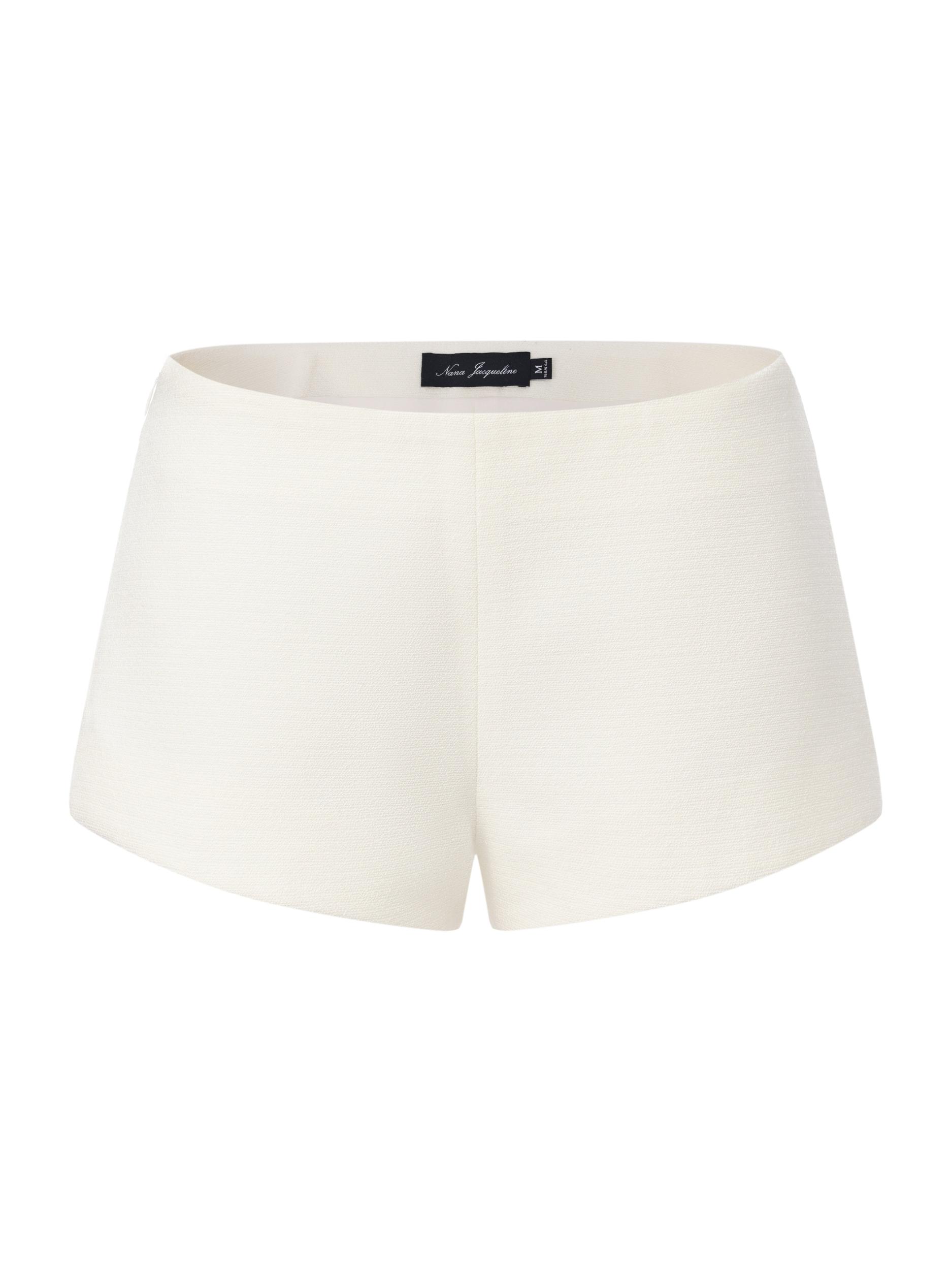 Camille Tailored White Mid-Rise Shorts Product Image