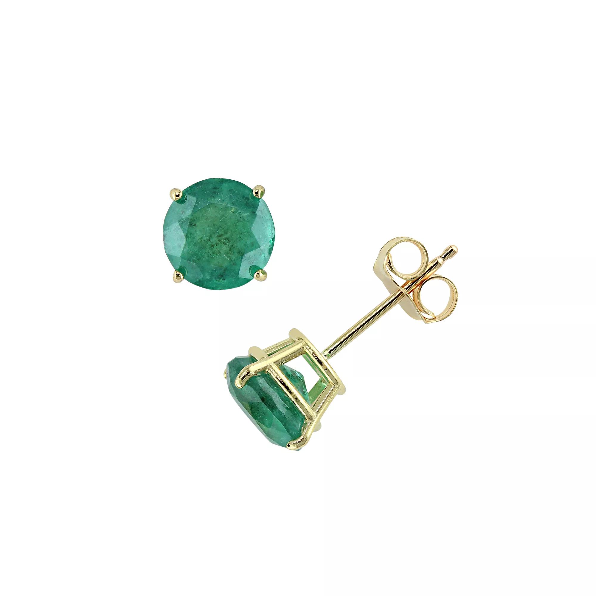 Stella Grace 10k Gold Emerald Stud Earrings, Women's, Green Product Image