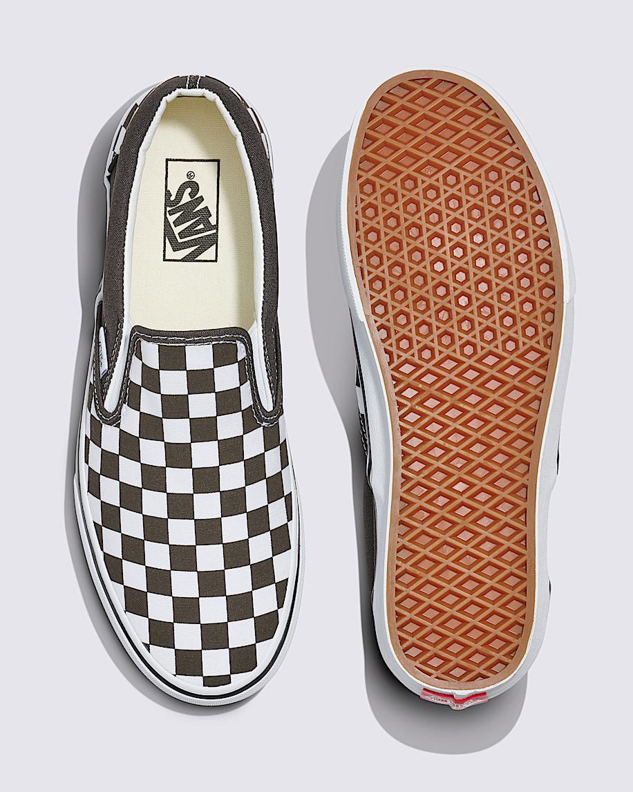 Classic Slip-On Checkerboard Shoe in Turkish Coffee Brown / White| Vans US Product Image