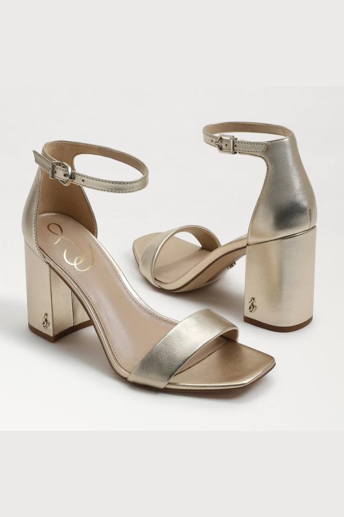 Daniella Block Heel Sandal- Gold Leather Product Image