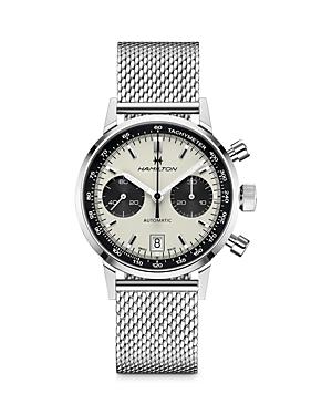 Hamilton Mens American Classic Intra-Matic Auto Chrono Black Leather Strap Watch Product Image