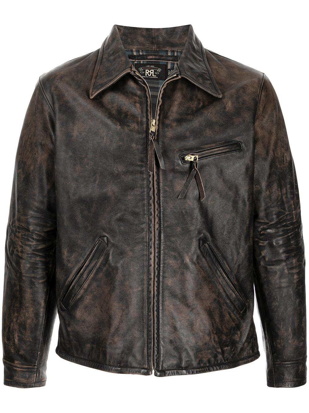 zipped leather jacket Product Image