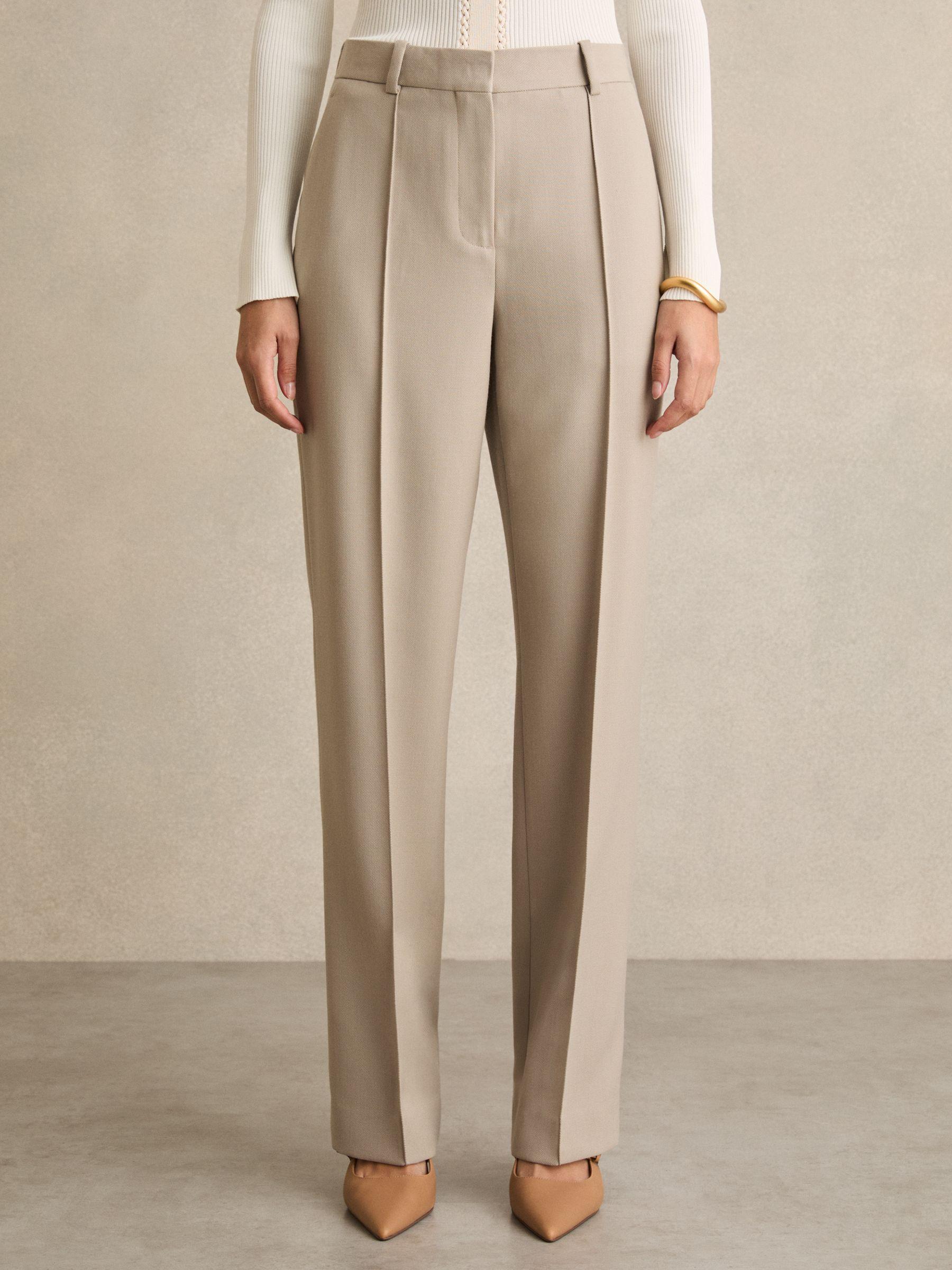 Straight-Leg Textured  Wool-Blend Suit Trousers in Neutral Product Image