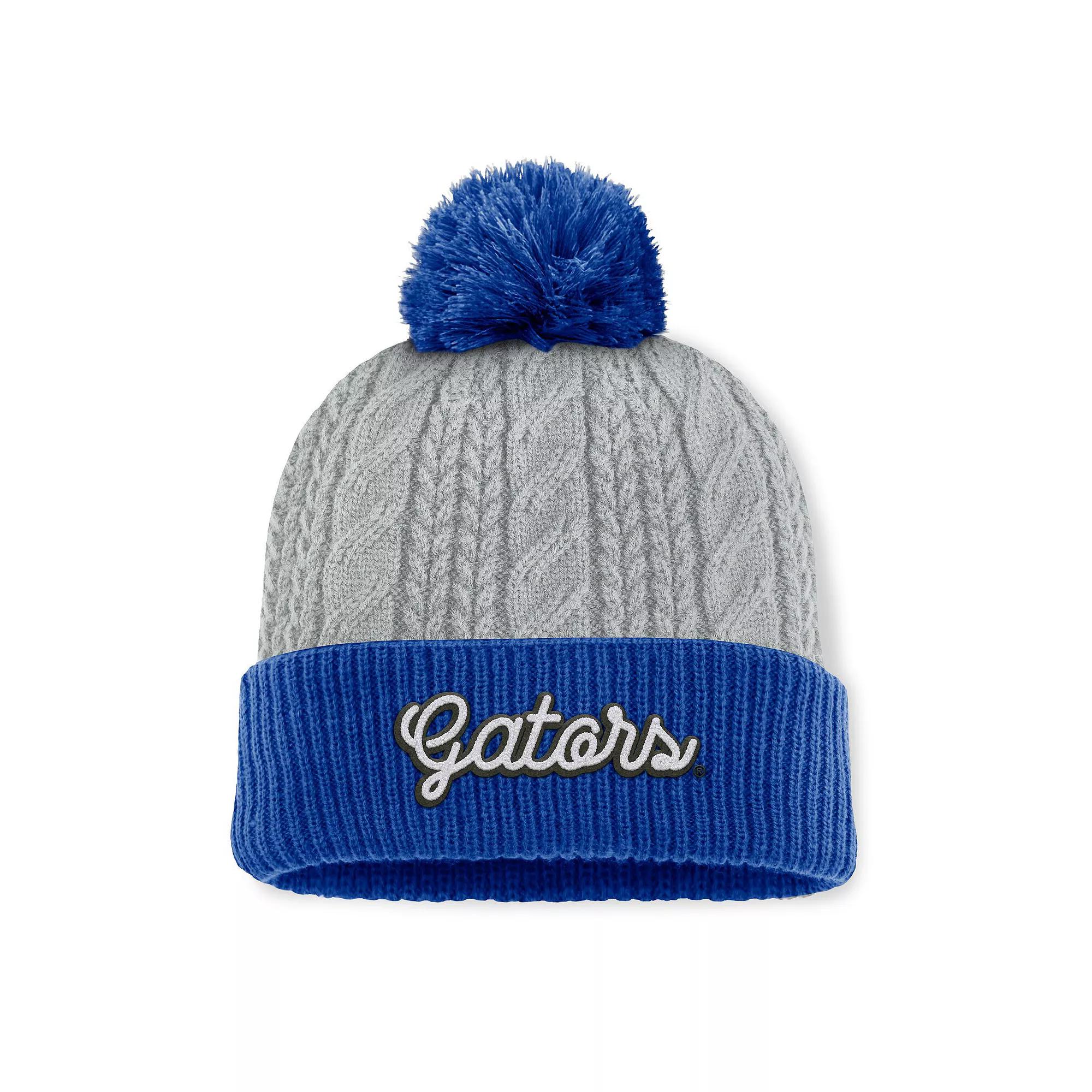 Women's Top of the World Gray/Royal Florida Gators Becca Cuffed Knit Hat with Pom, Grey Product Image