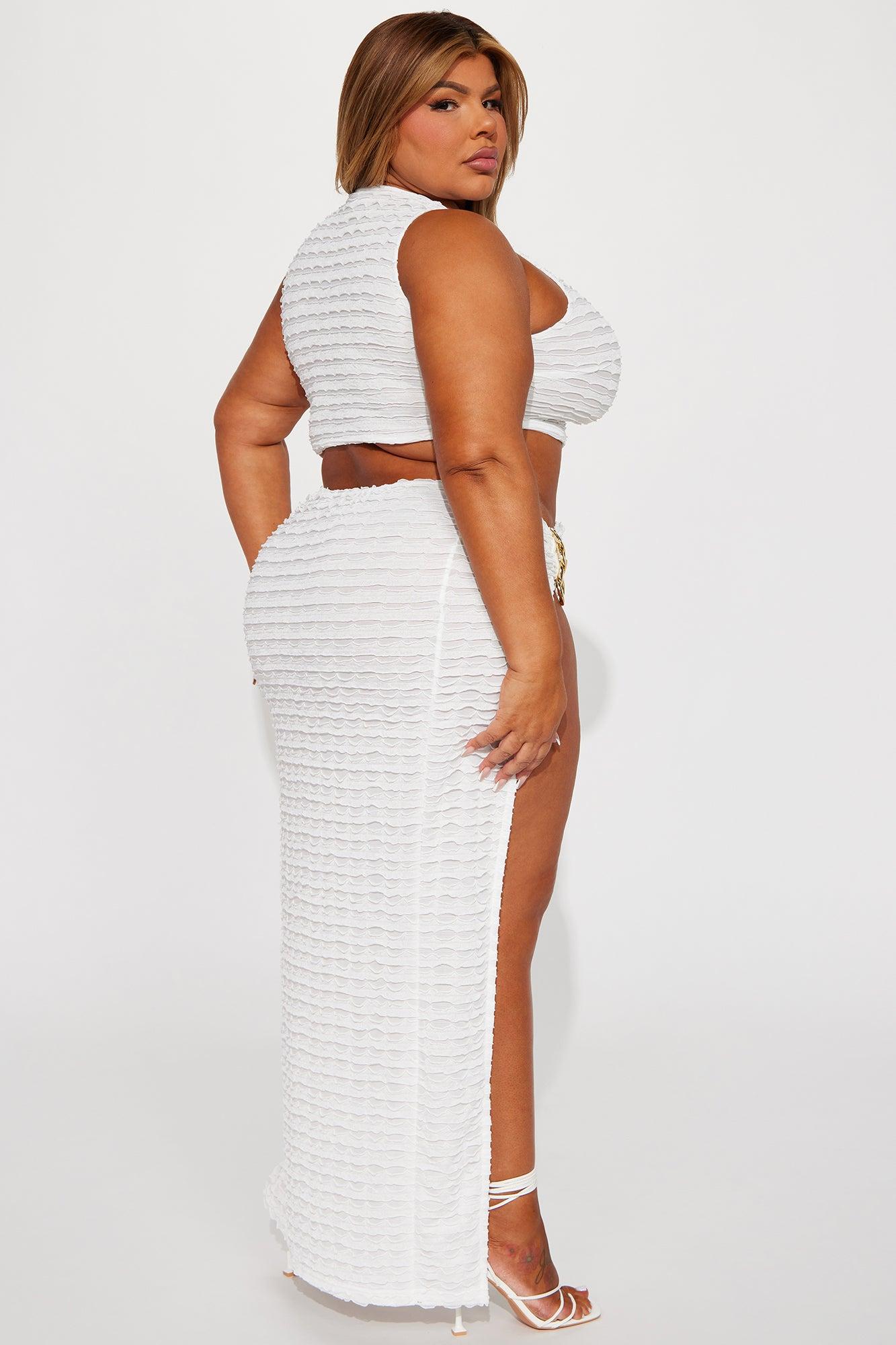 Trina Textured Skirt Set - White Product Image
