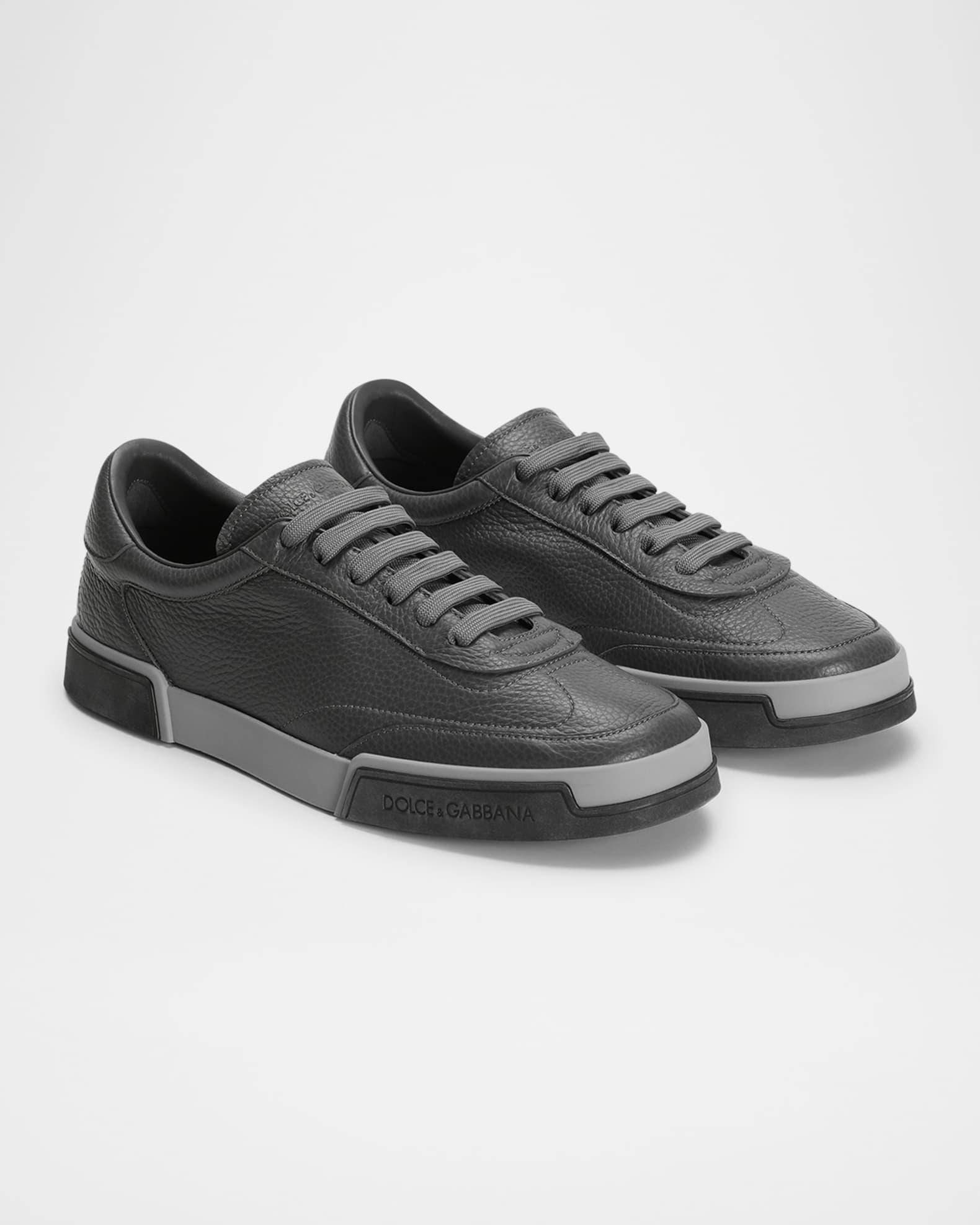 Men's Grained Leather Low-Top Sneakers Product Image
