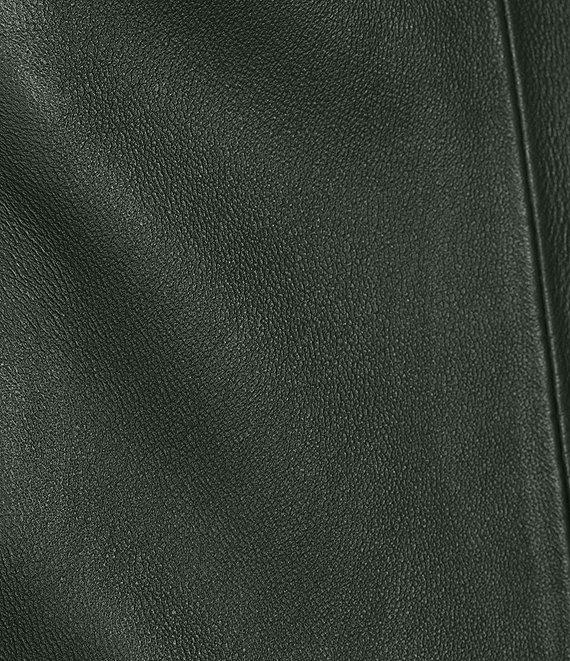 Antonio Melani x Jennifer Sumko Emi Genuine Leather Round Neck Ruffle Top Sleeveless A-Line Midi Dress Product Image