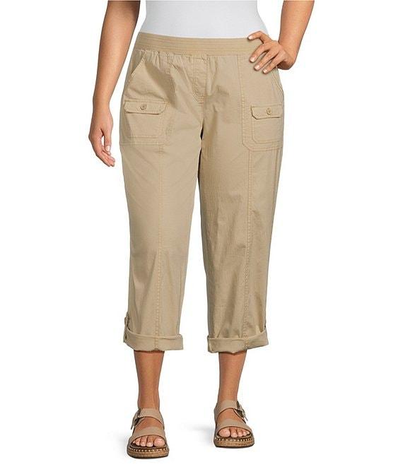 Intro Plus Size Stretch Poplin Adjustable Length Pull-On Cargo Pants Product Image