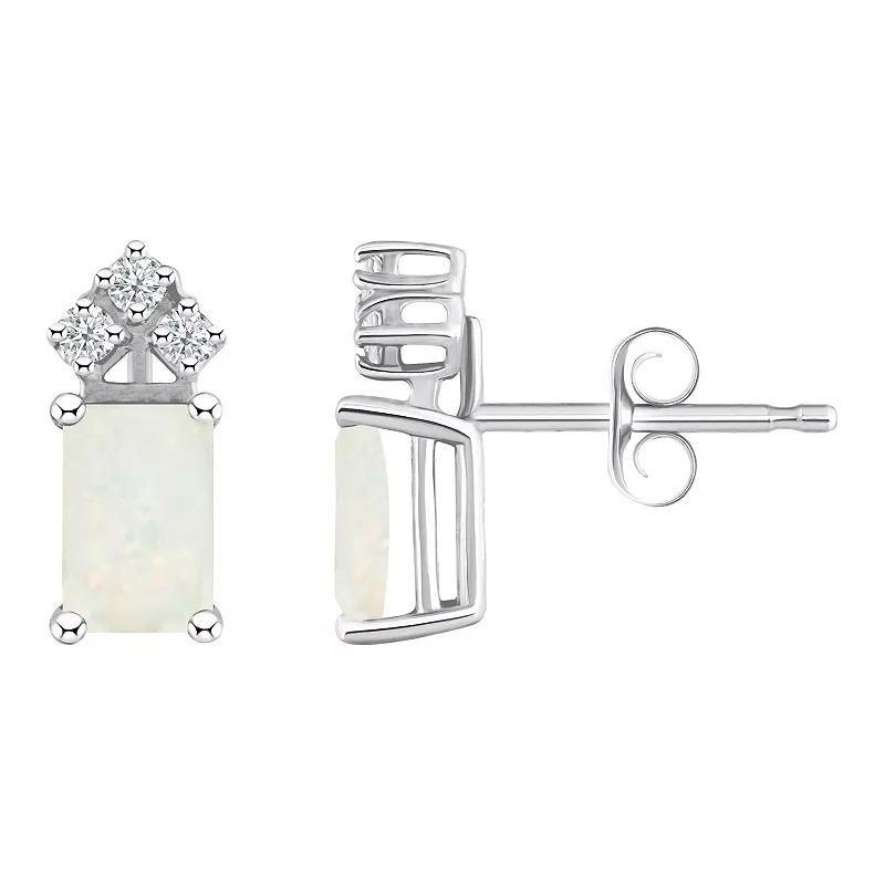 Celebration Gems 14k Gold Emerald Cut Tanzanite & 1/8 Carat T.W. Diamond Stud Earrings, Women's Product Image