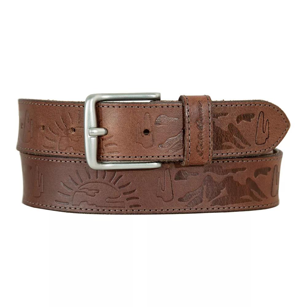 Men's Eddie Bauer 1.45-in. Debossed Logo Leather Belt, Size: XL Product Image