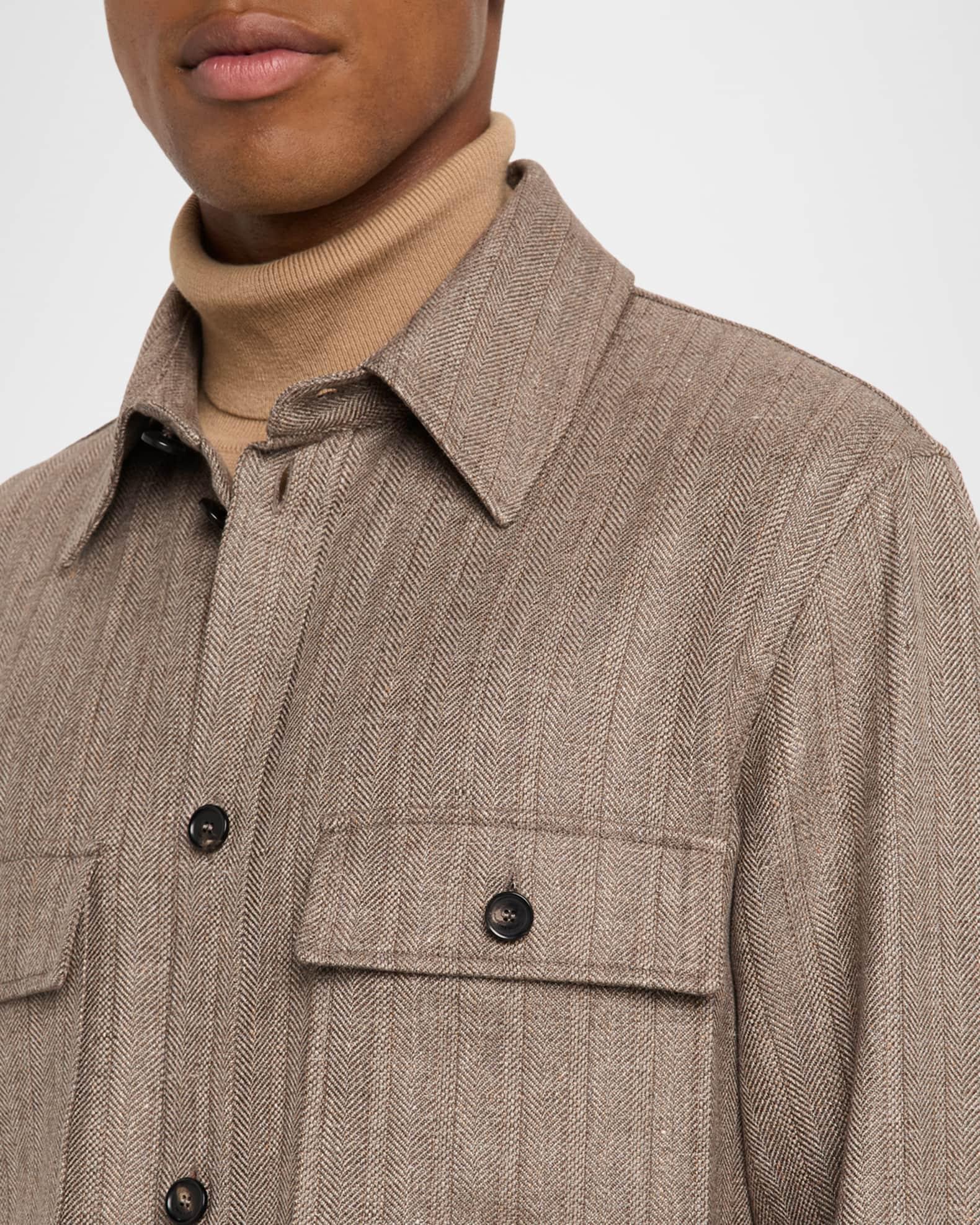 Men's Jim Wool and Linen Herringbone Overshirt Product Image