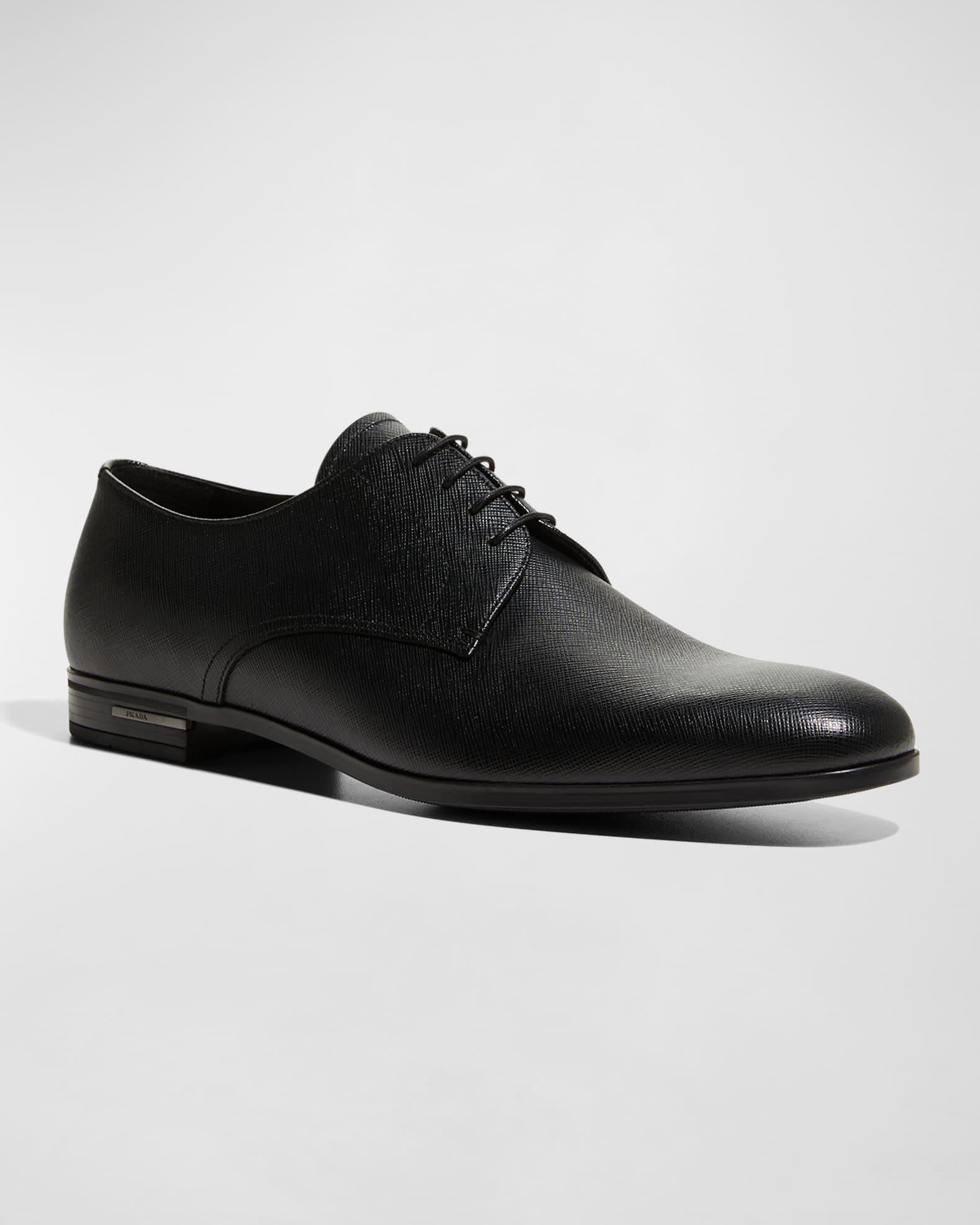 Men's Saffiano Leather Lace-Ups Product Image