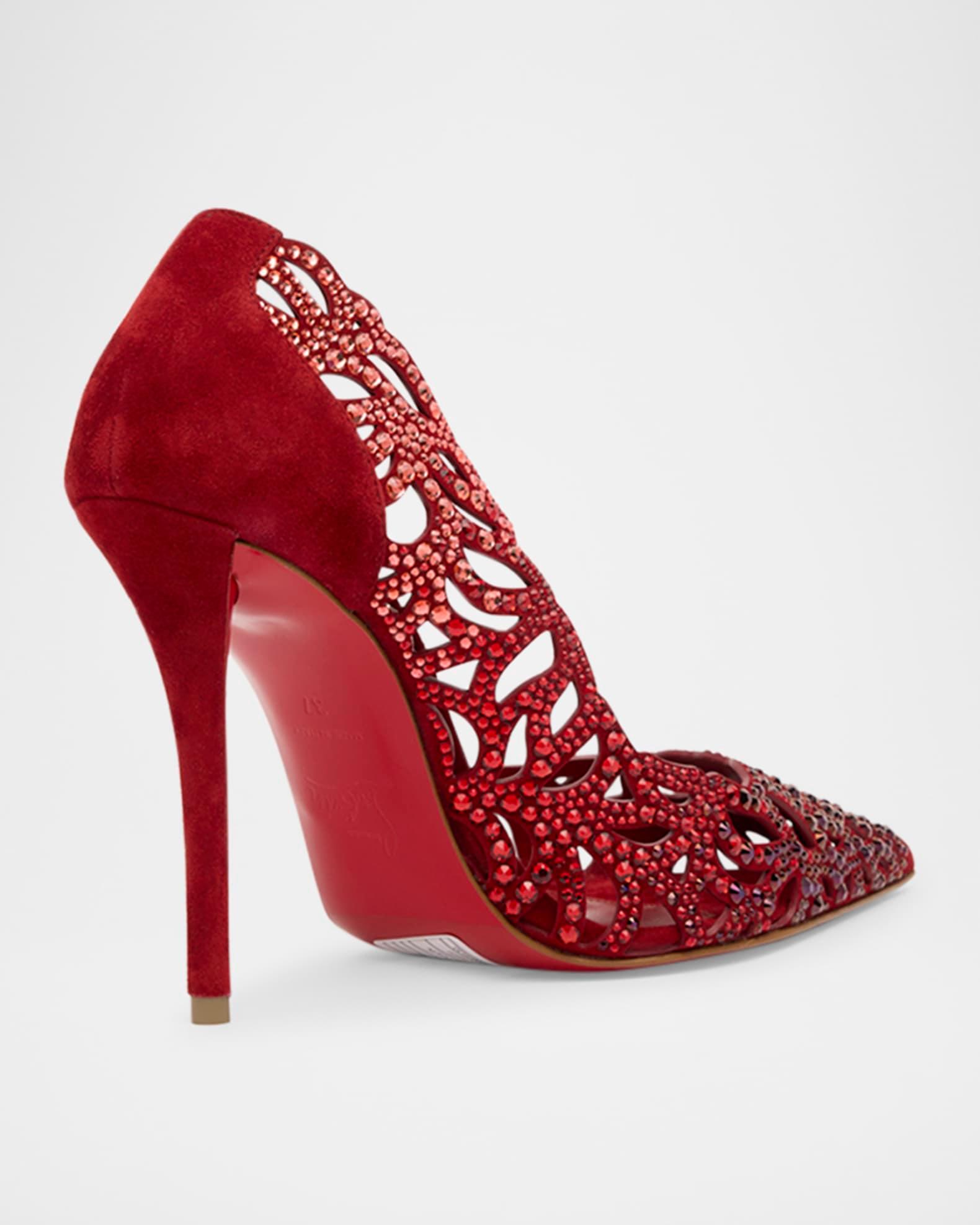 Lasera Strass Suede Red Sole Pumps  Product Image