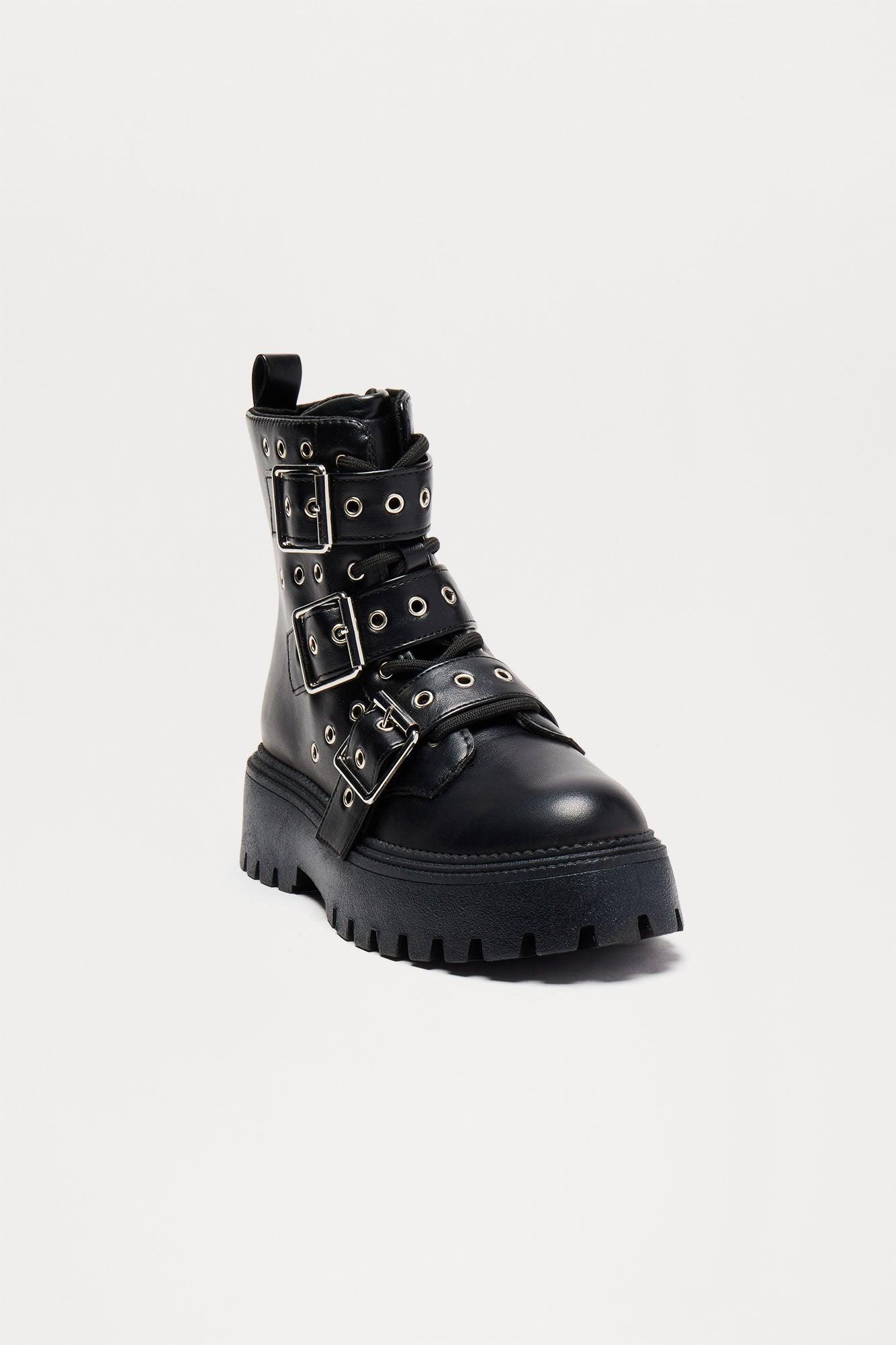 Tanner Buckle Combat Boots - Black Product Image
