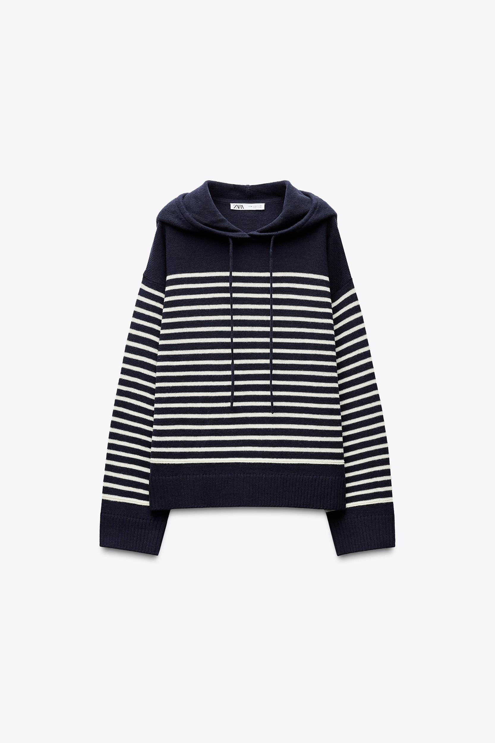 STRIPED KNIT HOODIE Product Image