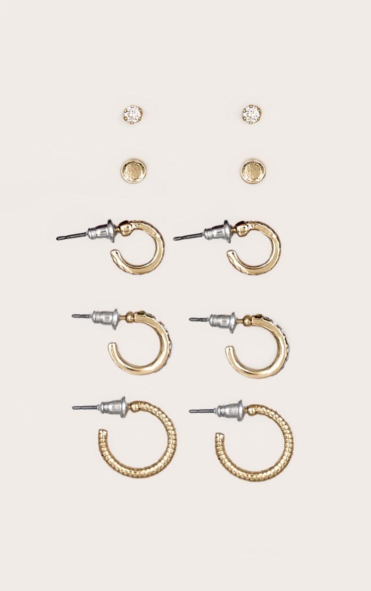 Gold Diamante Hoop & Stud Multipack Earrings Product Image