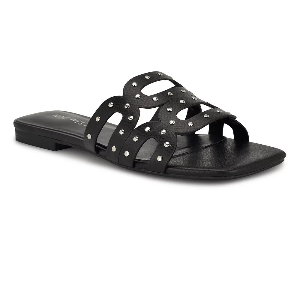 Nine West Mckinna Women's Slip-On Square Toe Flat Sandals, Size: 7, Black Product Image