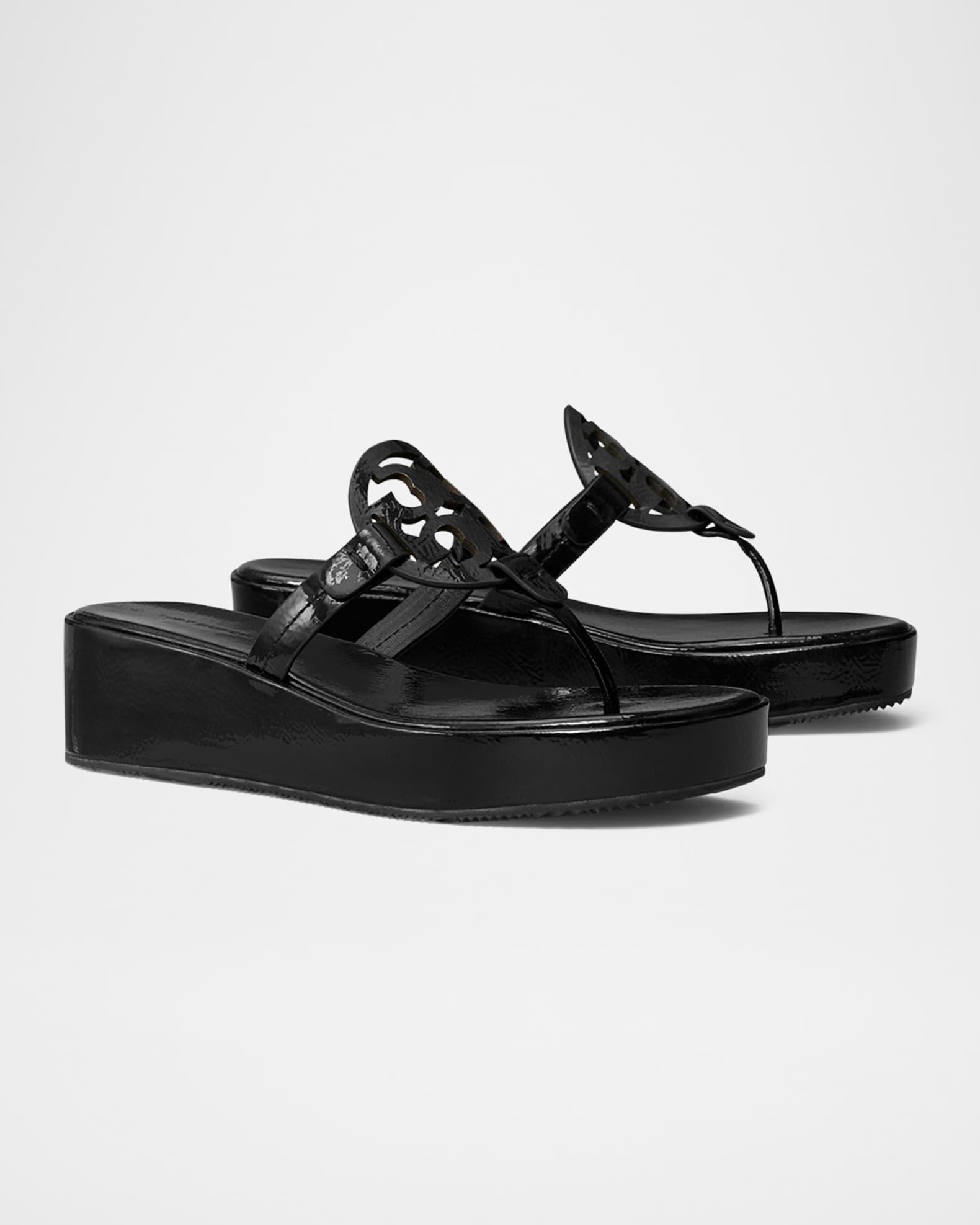 Miller Patent Leather Logo Wedge Thong Sandals Product Image