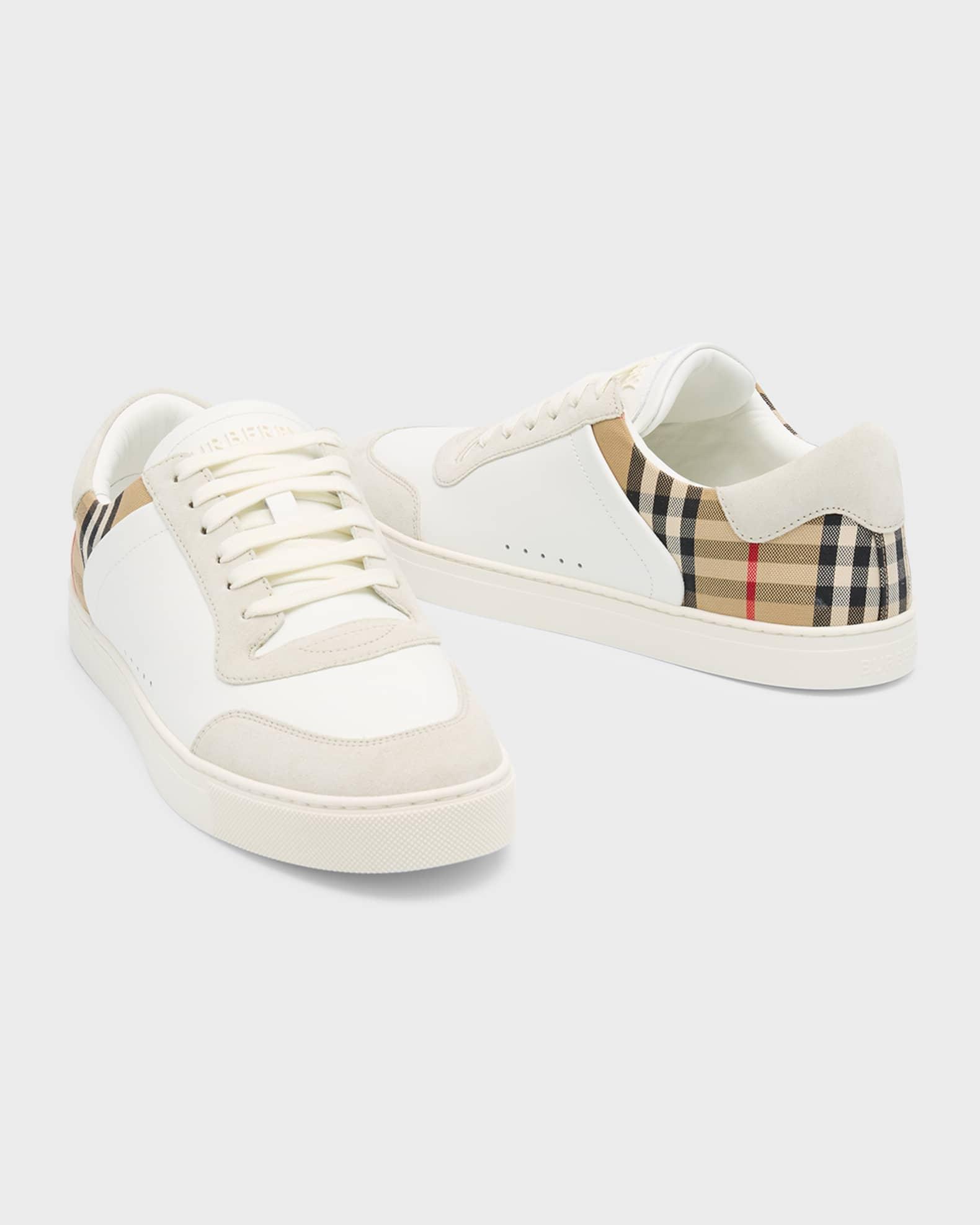 Mens Stevie Check Leather & Canvas Sneakers Product Image