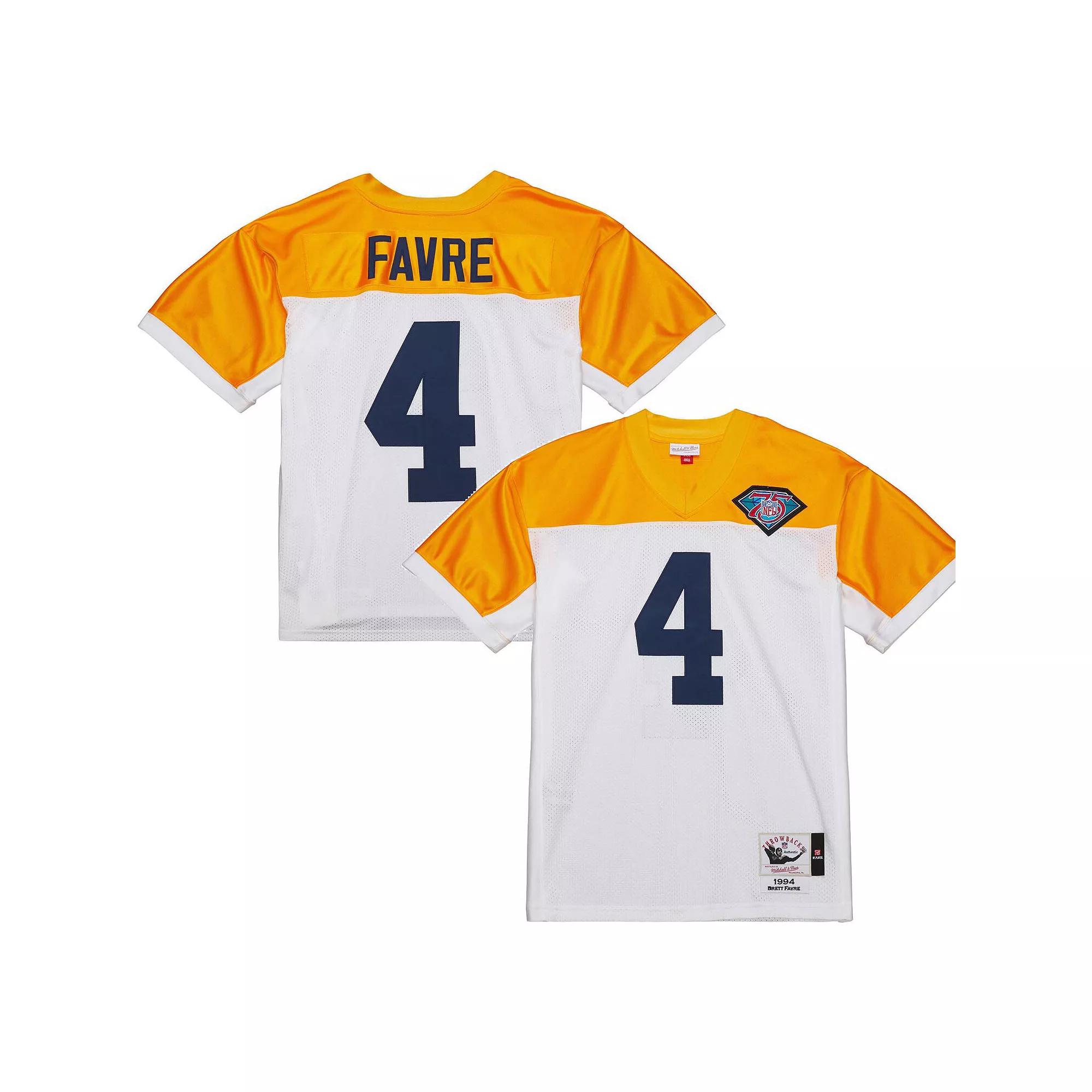 Men's Mitchell & Ness Brett Favre White Green Bay Packers 1994 Authentic Throwback Retired Player Jersey, Size: 40 Product Image