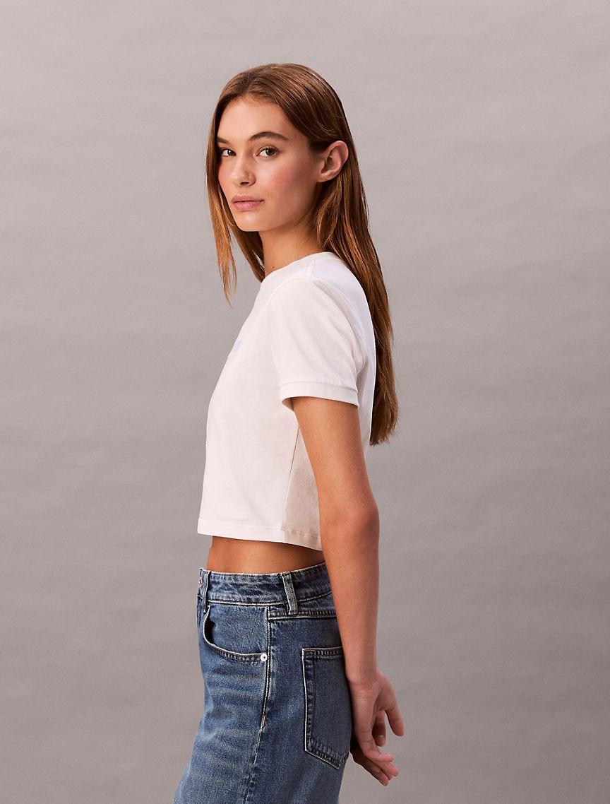 Logo Graphic Cropped Slim T-Shirt Product Image