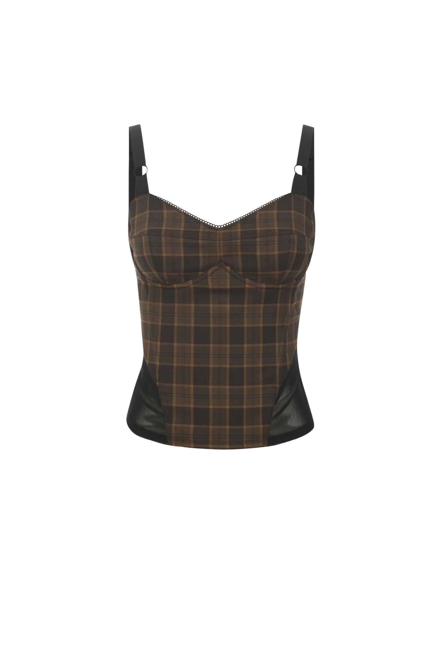 MARGUERITE CORSET - PLAID BROWN Product Image